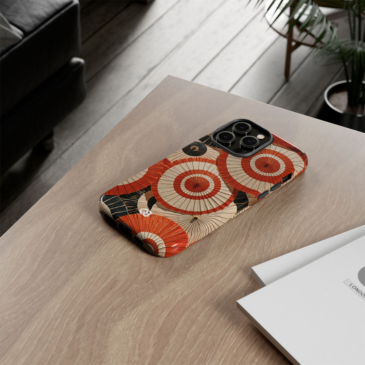 Vermilion Wagasa Motif · Tough Phone Case for iPhone · Red