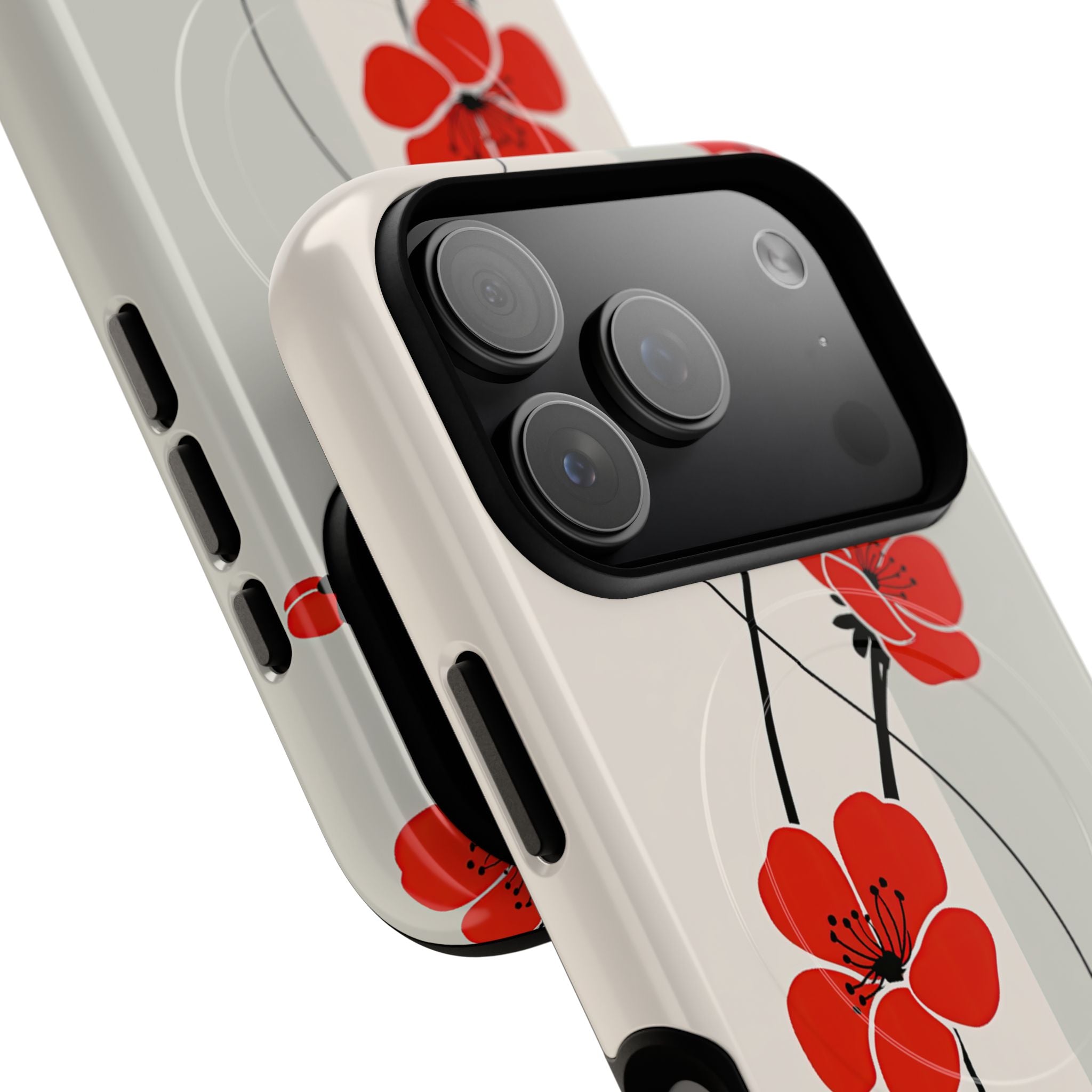 Red Tough 2.0 Magsafe Phone Case for iPhone - Crimson Plum Ink