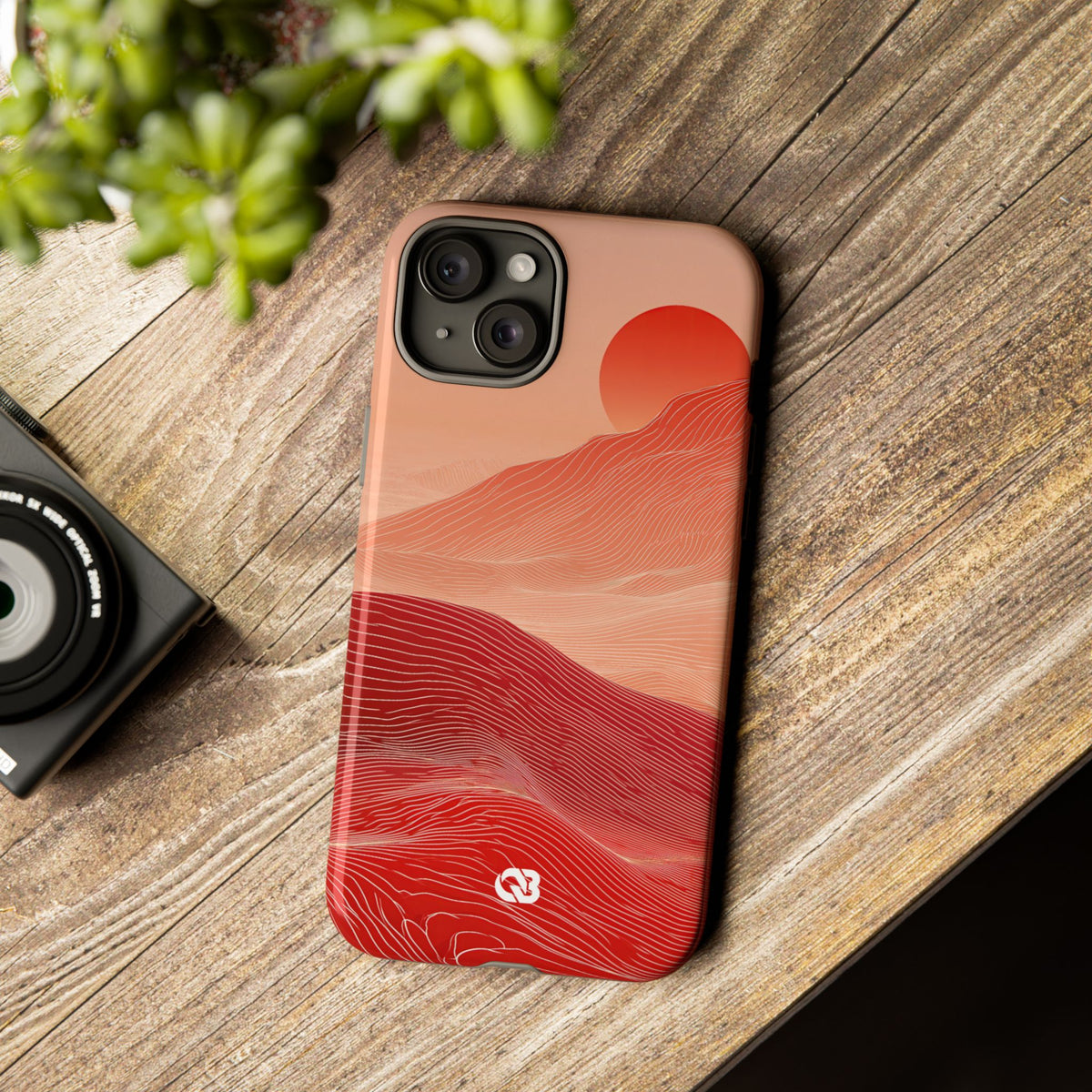Red Tough Phone Case for iPhone - Crimson Ridge Lines