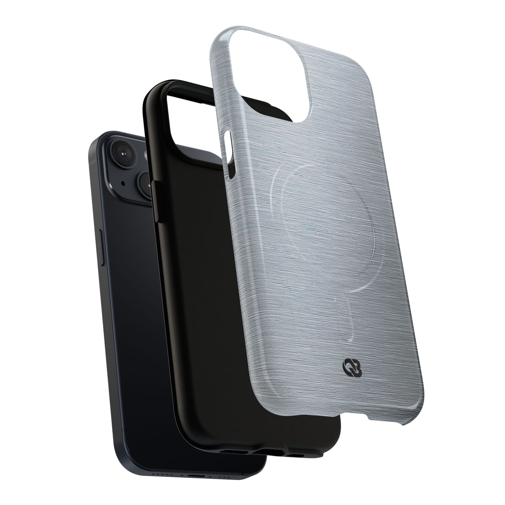 Silver Tough 2.0 Magsafe Phone Case for iPhone - Satin Chrome Grain