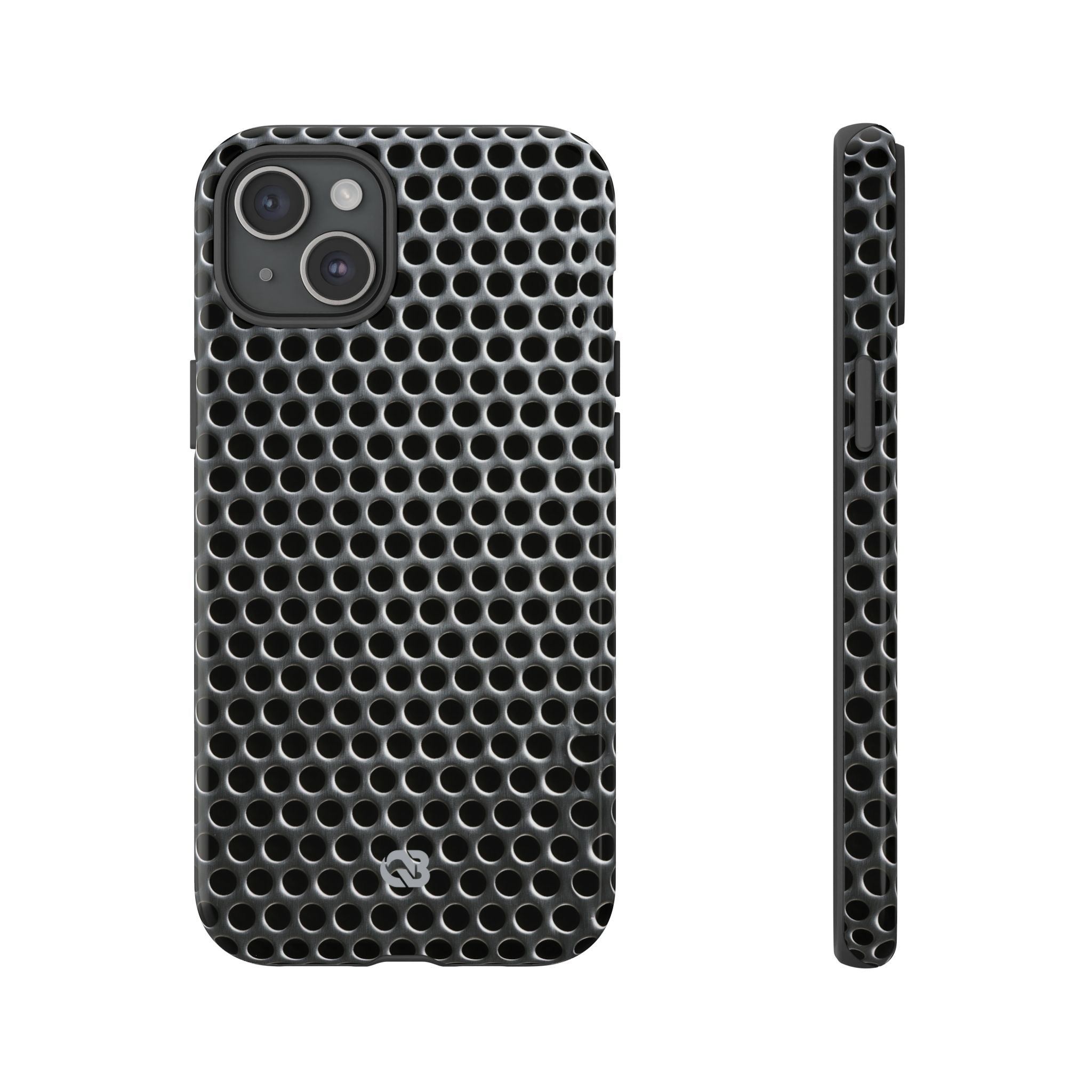 Silver Tough Phone Case for iPhone - Brutalist Steel Mesh