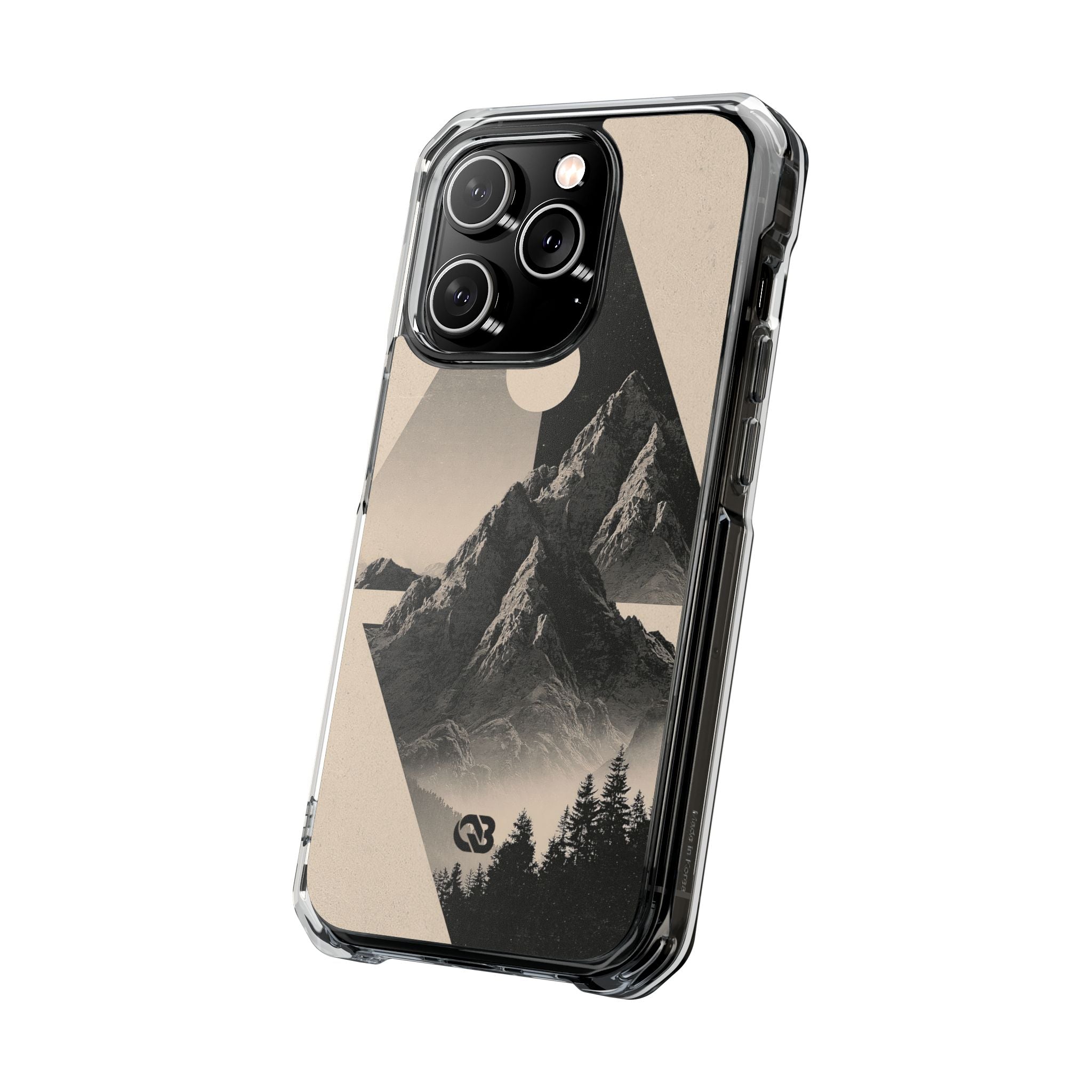 Beige Impact MagSafe Phone Case for iPhone - Obsidian Summit Parchment