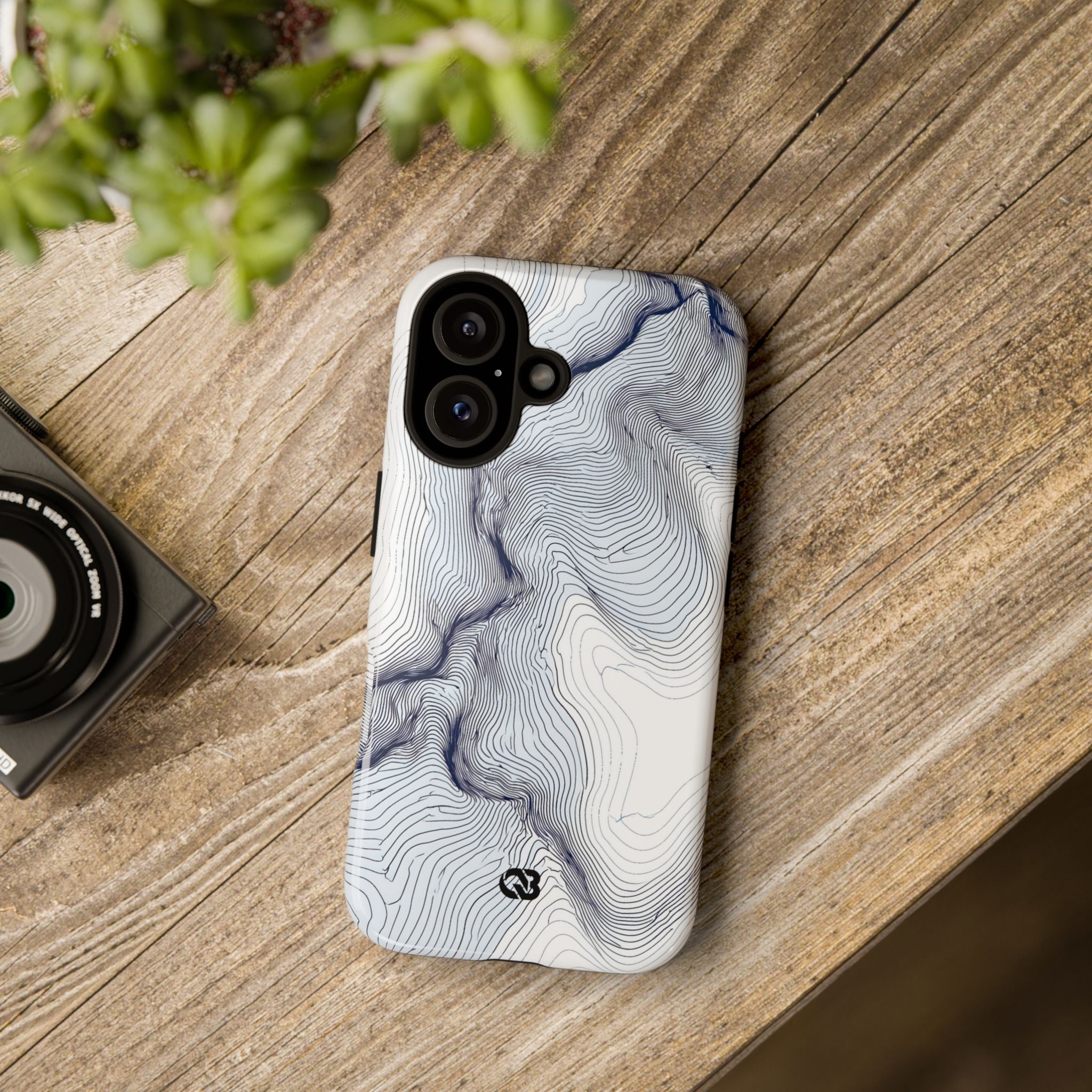 White Tough Phone Case for iPhone - Nordic Ridge Topo