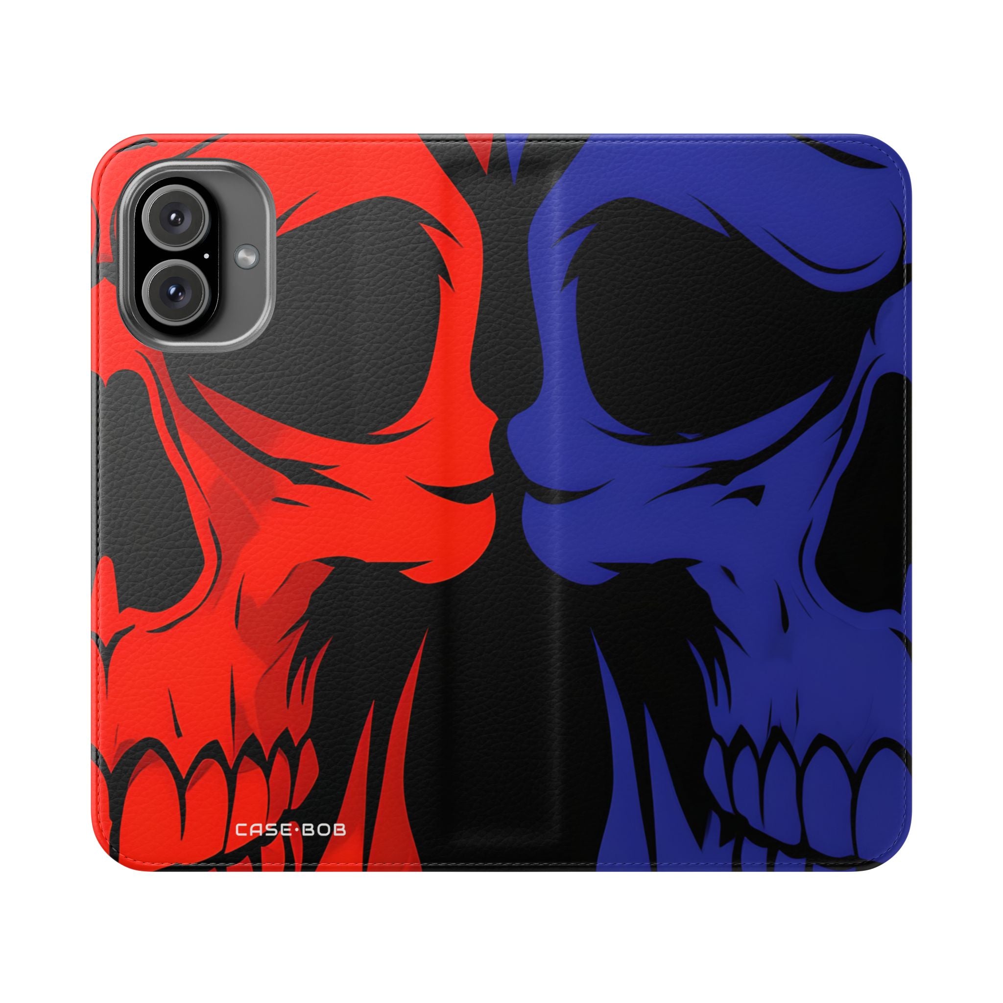 Dual Skulls RedBlue - iPhone 16 Plus Case - Wallet