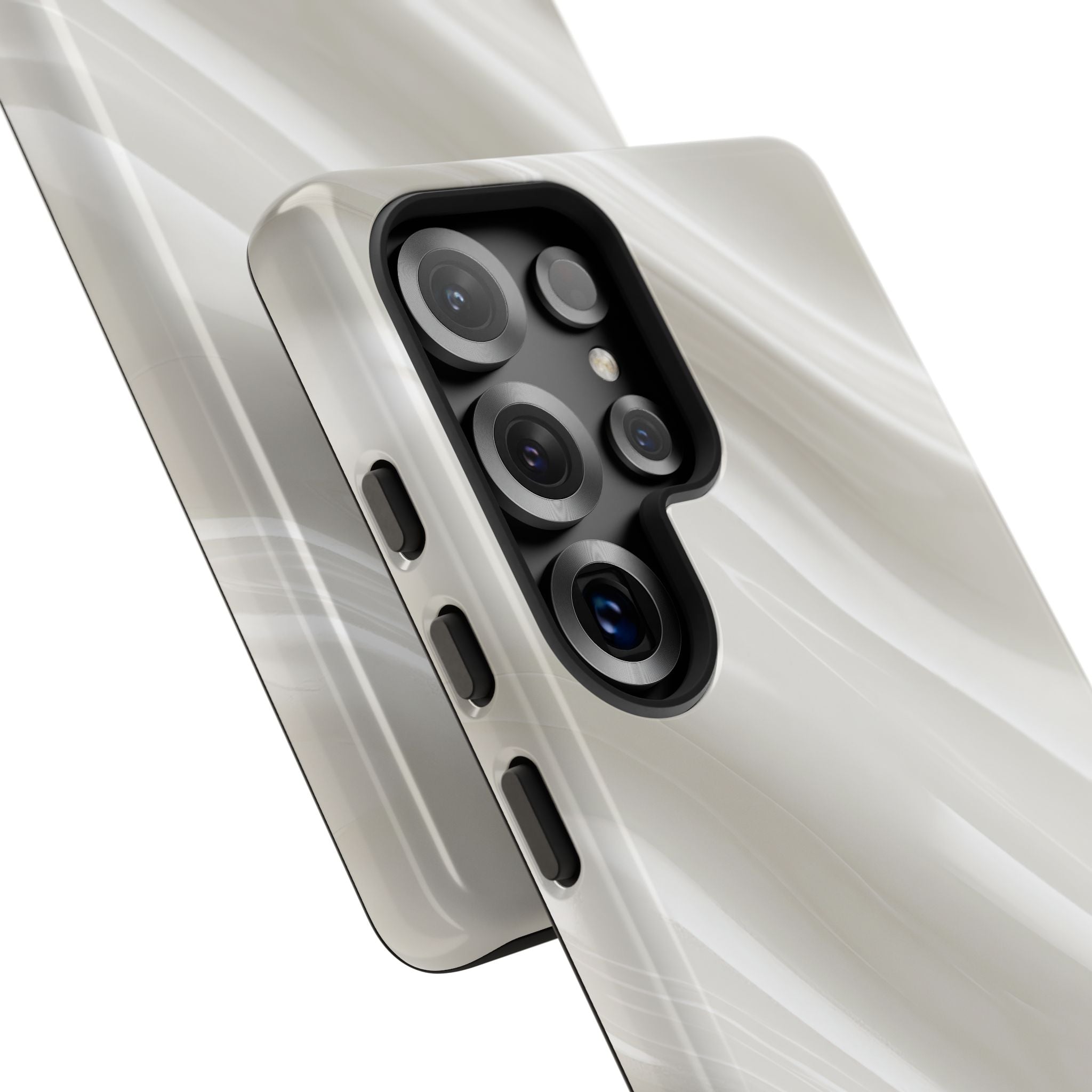 White Tough Phone Case for Samsung - Polished Ivory Wave