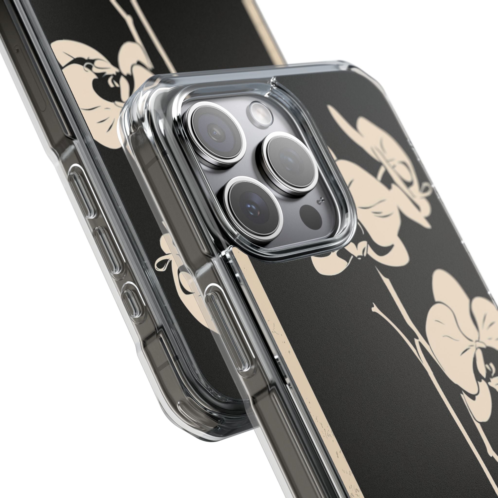 Black Impact MagSafe Phone Case for iPhone - Obsidian Bone Orchid
