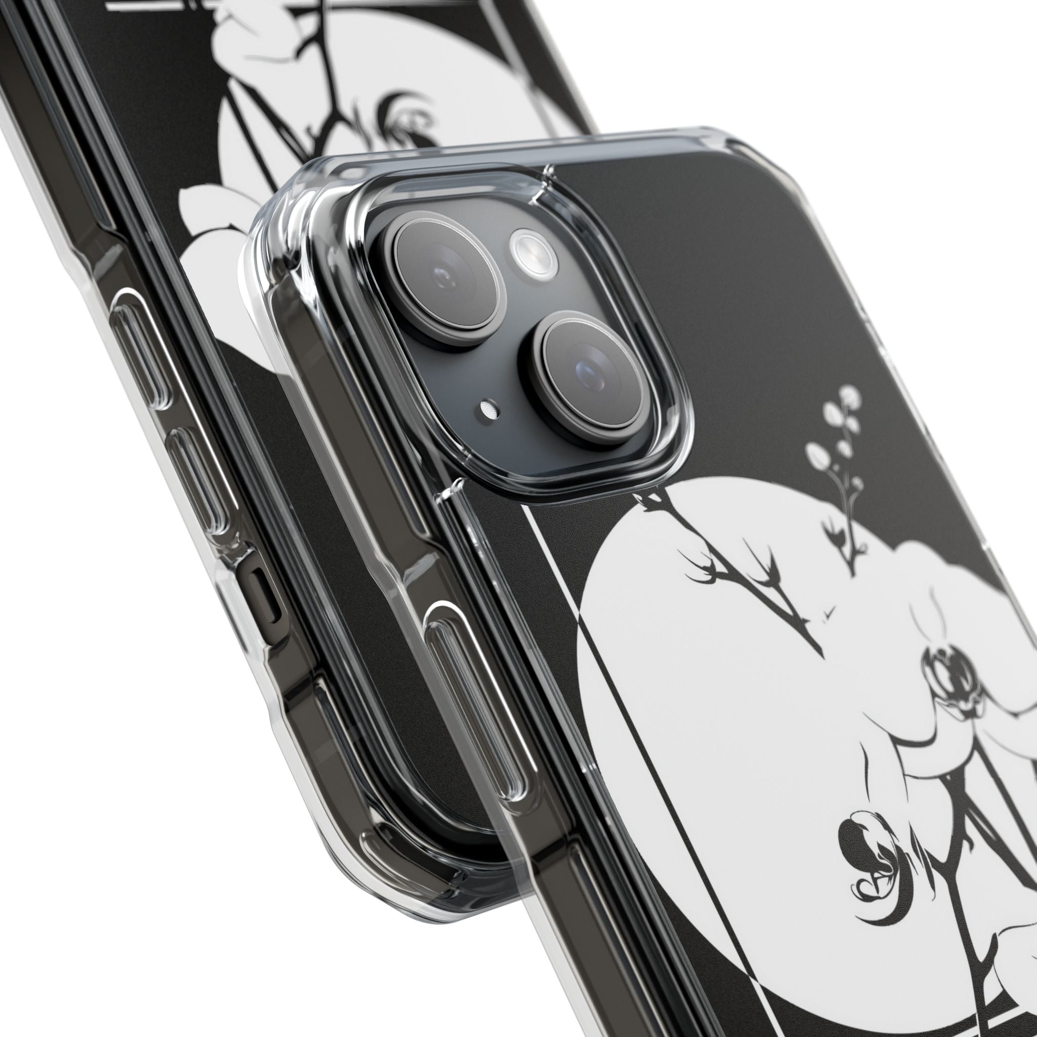 Black Impact MagSafe Phone Case for iPhone - Lunar Orchid Grid