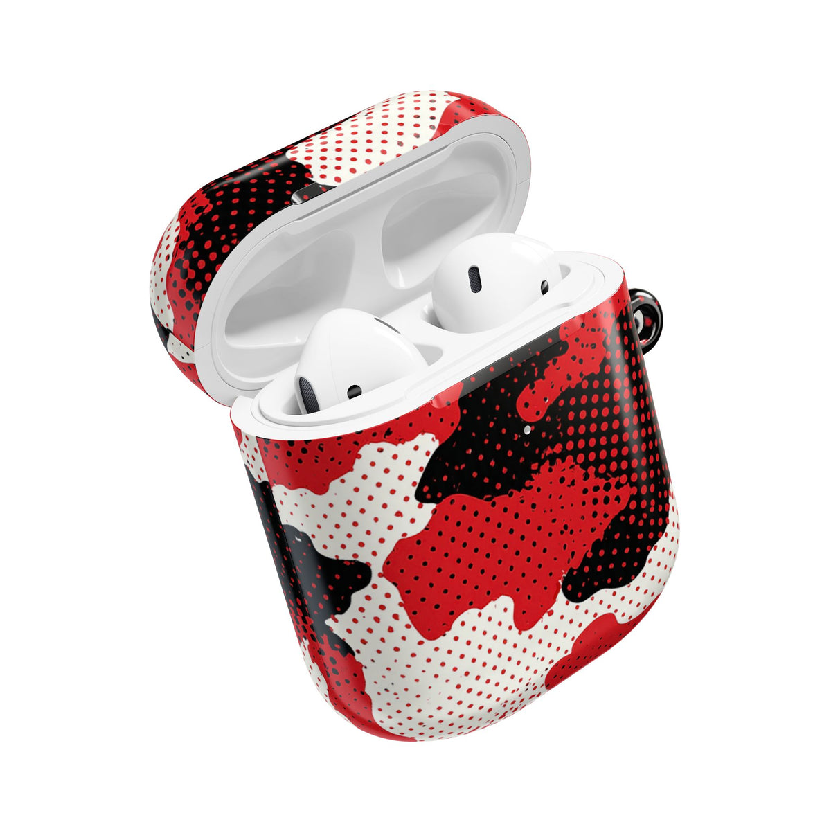 Crimson Halftone Camo · Hard Case for AirPods & AirPods Pro · Red