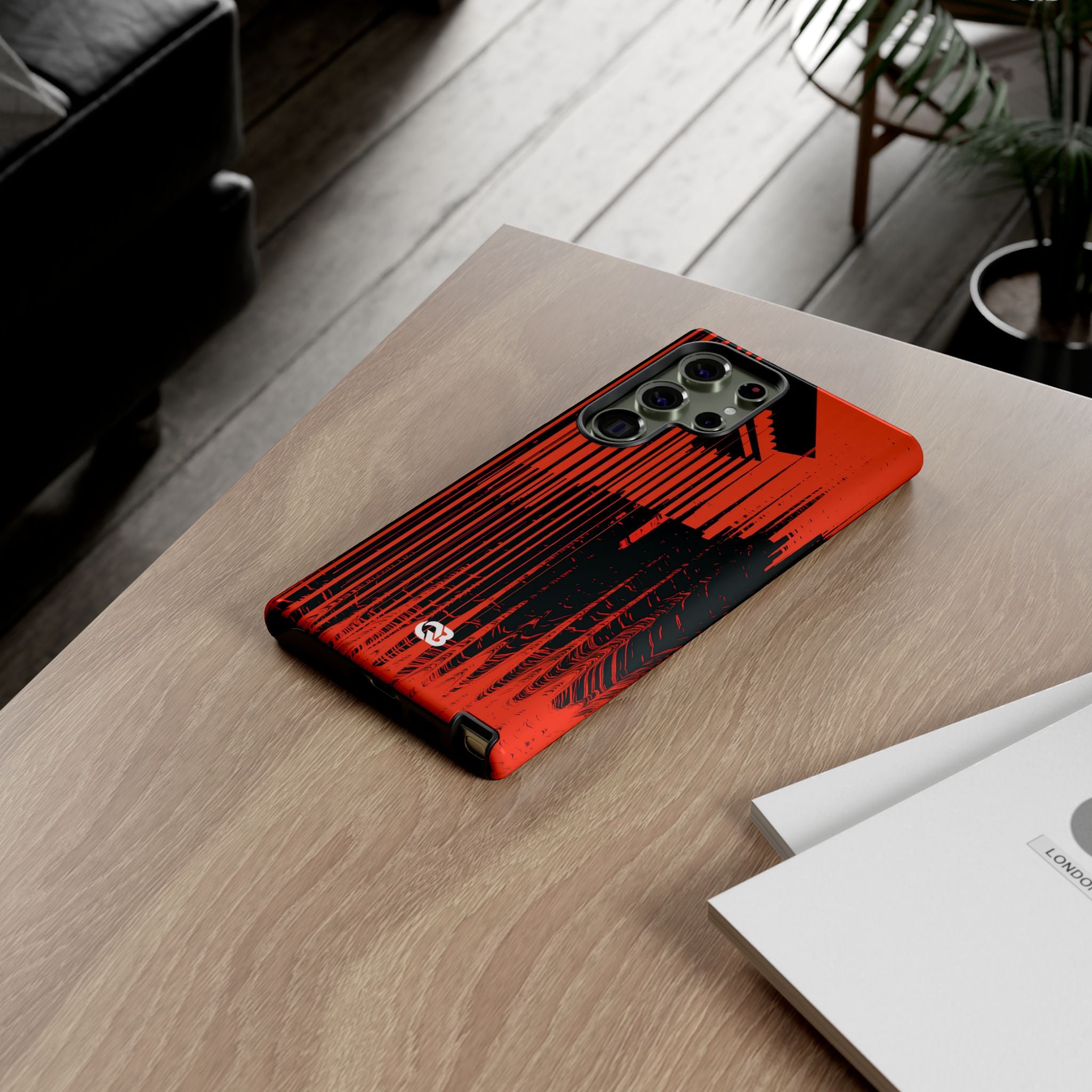 Red Tough Phone Case for Samsung - Crimson Brutalist Distortion