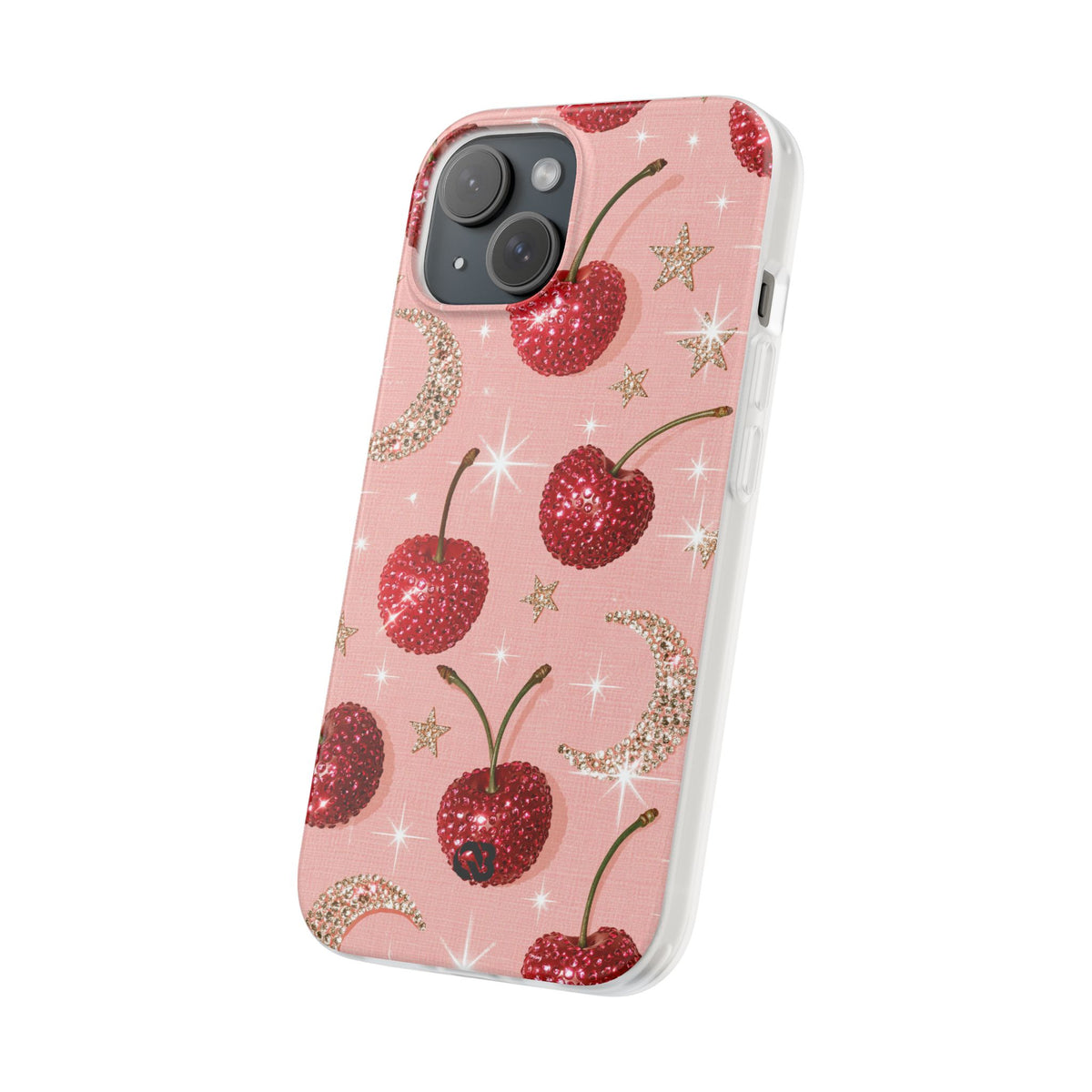 Bedazzled Ruby Cherries · Lite Phone Case for iPhone · Pink