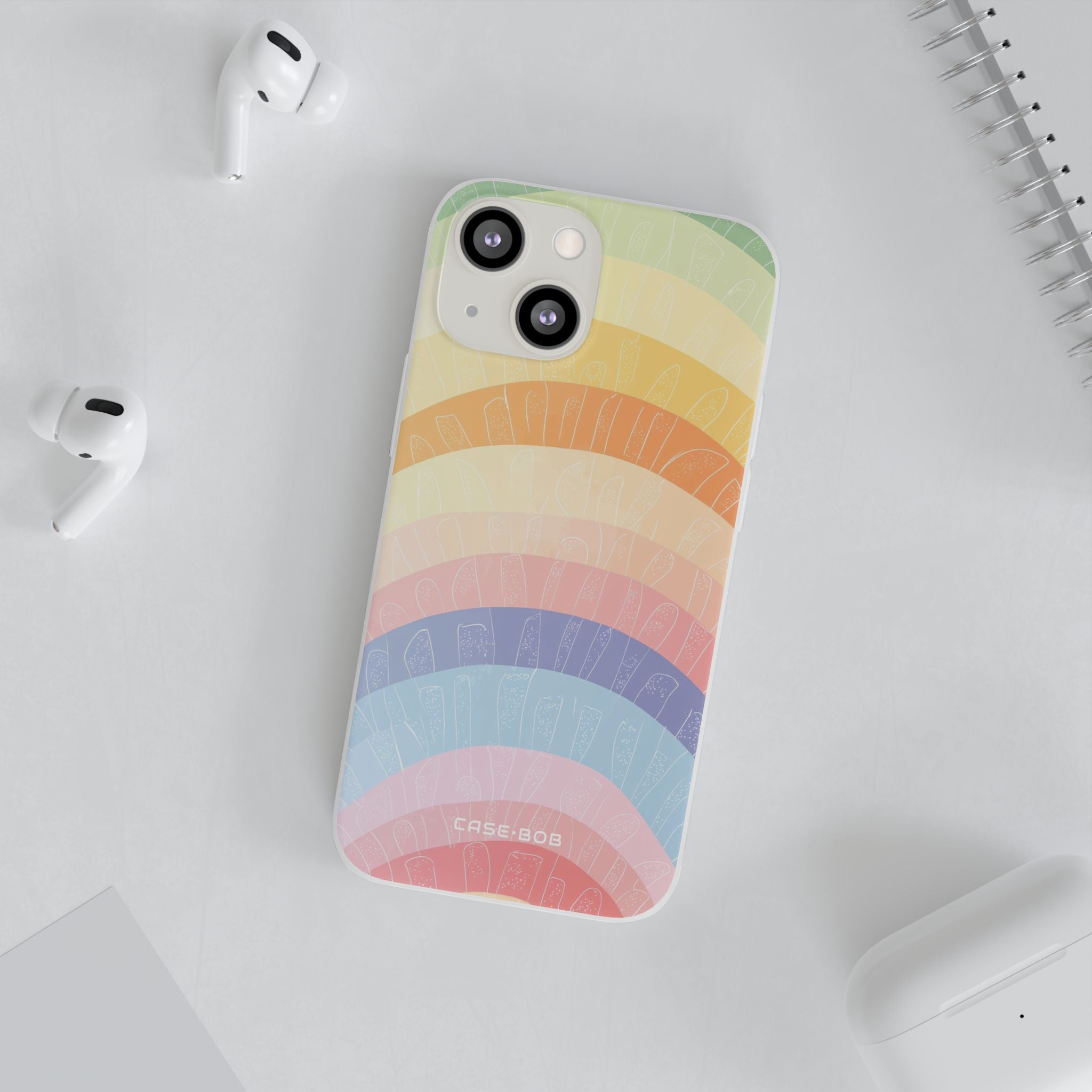 Pastel Regnbuebånd iPhone 13 mini Cover - Blød