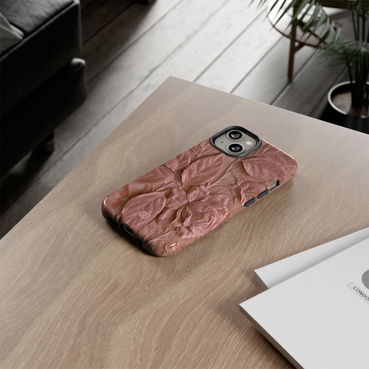 Blush Rose Relief · Tough Phone Case for iPhone · Pink