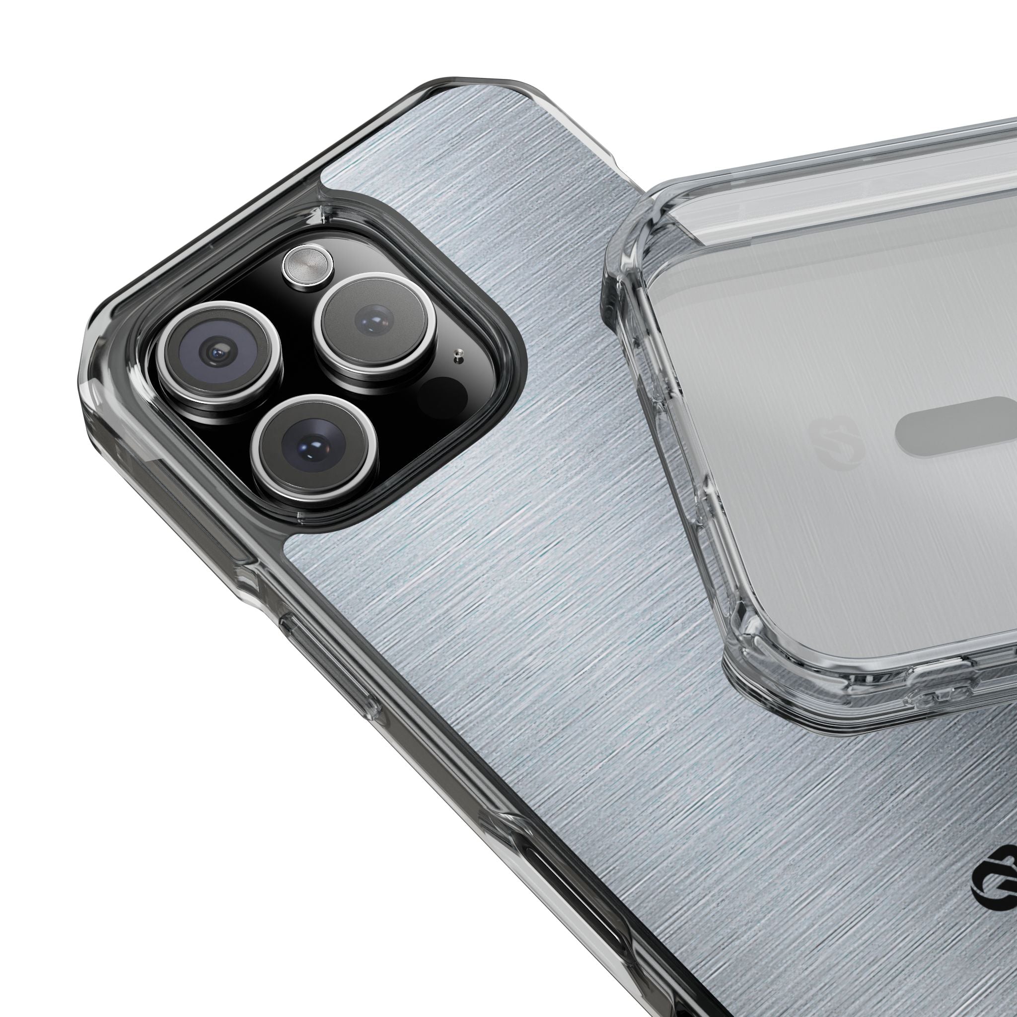 Silver Impact MagSafe Phone Case for iPhone - Satin Chrome Grain