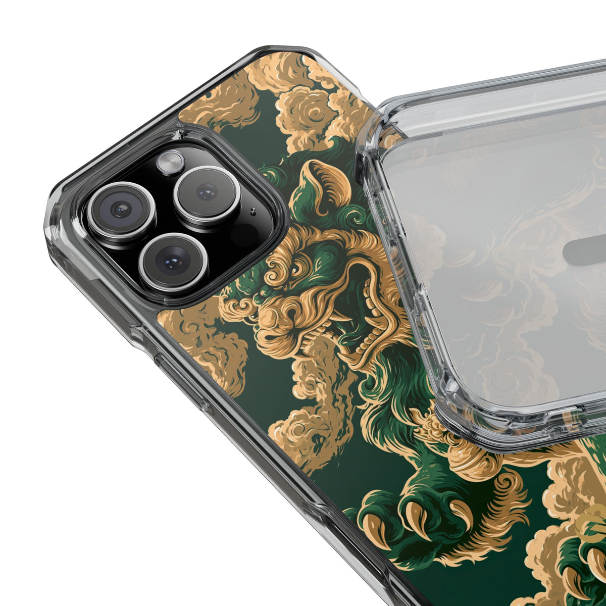Imperial Guardian Lion · Clear Impact Magnetic Phone Case for iPhone · Green