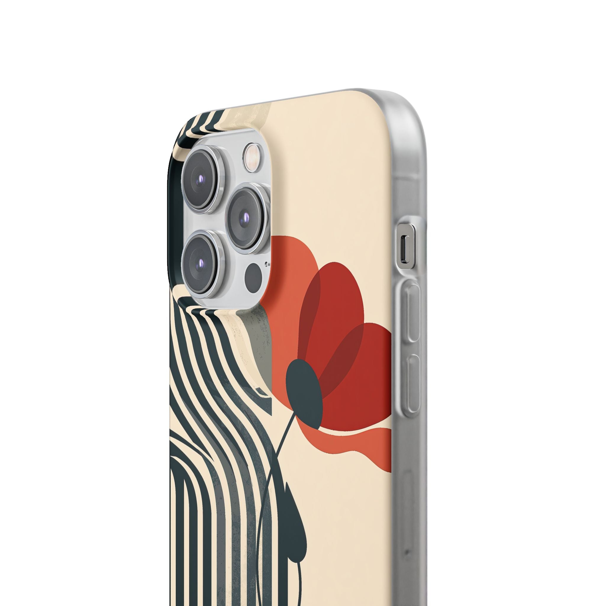 Beige Lite Phone Case for iPhone - Crimson Line Bloom