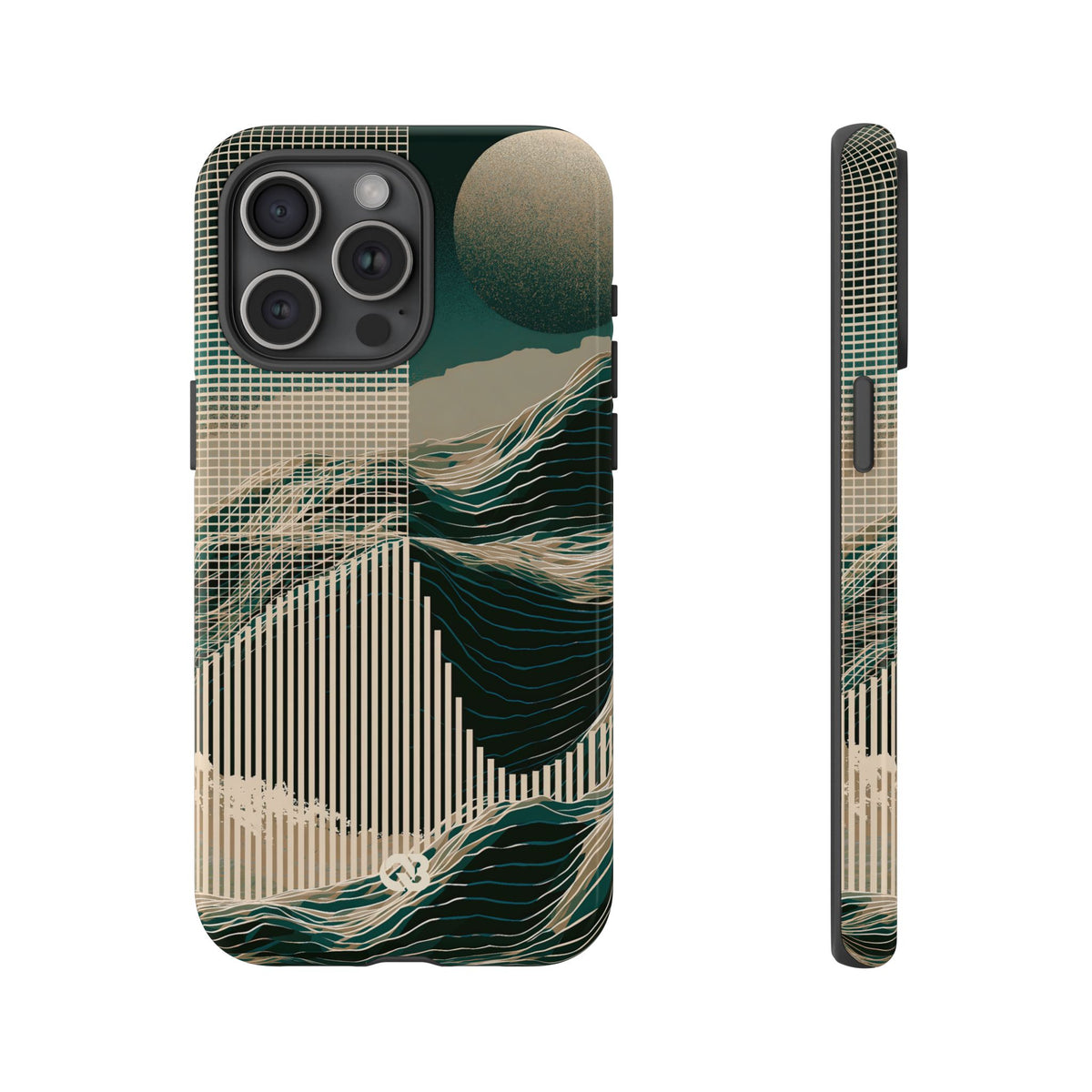Green Tough Phone Case for iPhone - Lunar Moss Topography