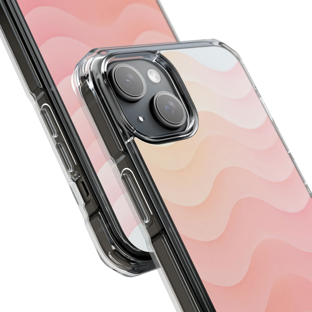 Blush Horizon Waves · Clear Impact Magnetic Phone Case for iPhone · Pink