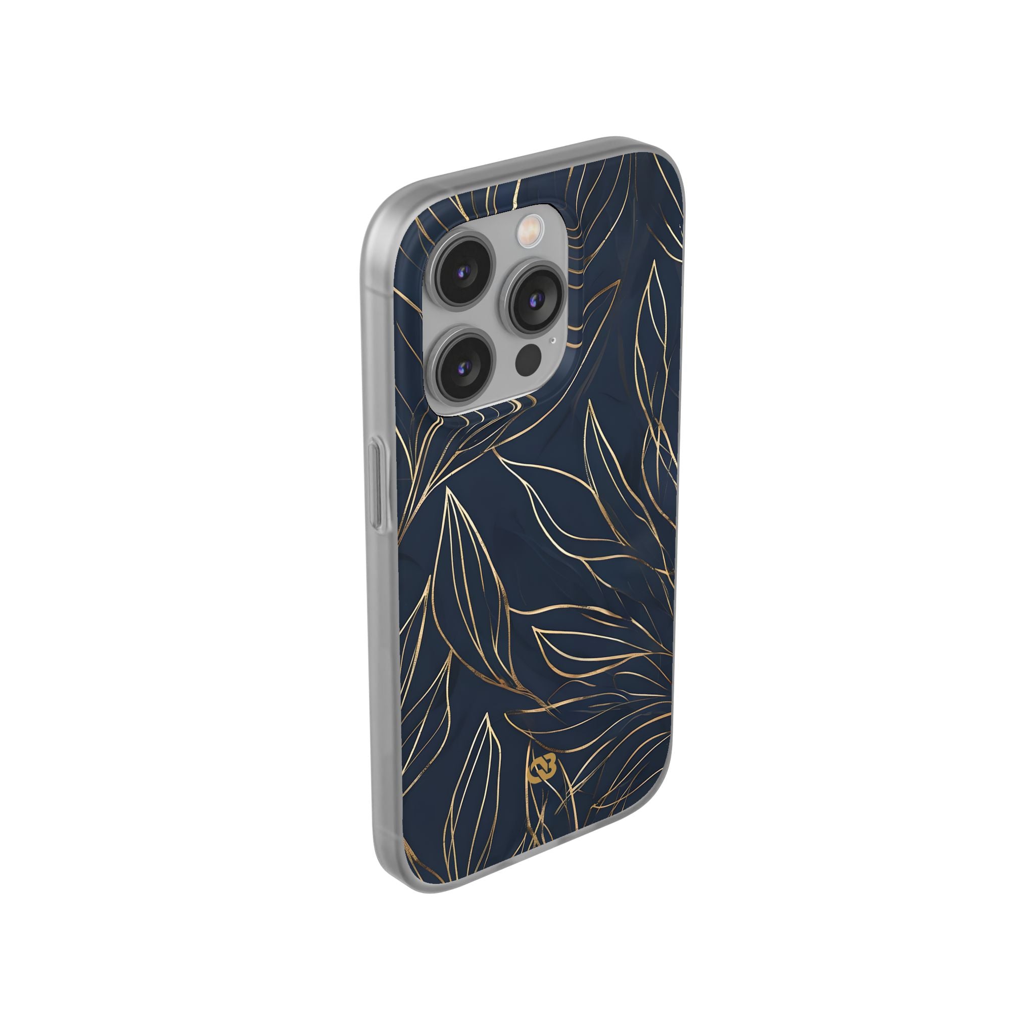 Gilded Navy Foliage · Soft Phone Case for iPhone