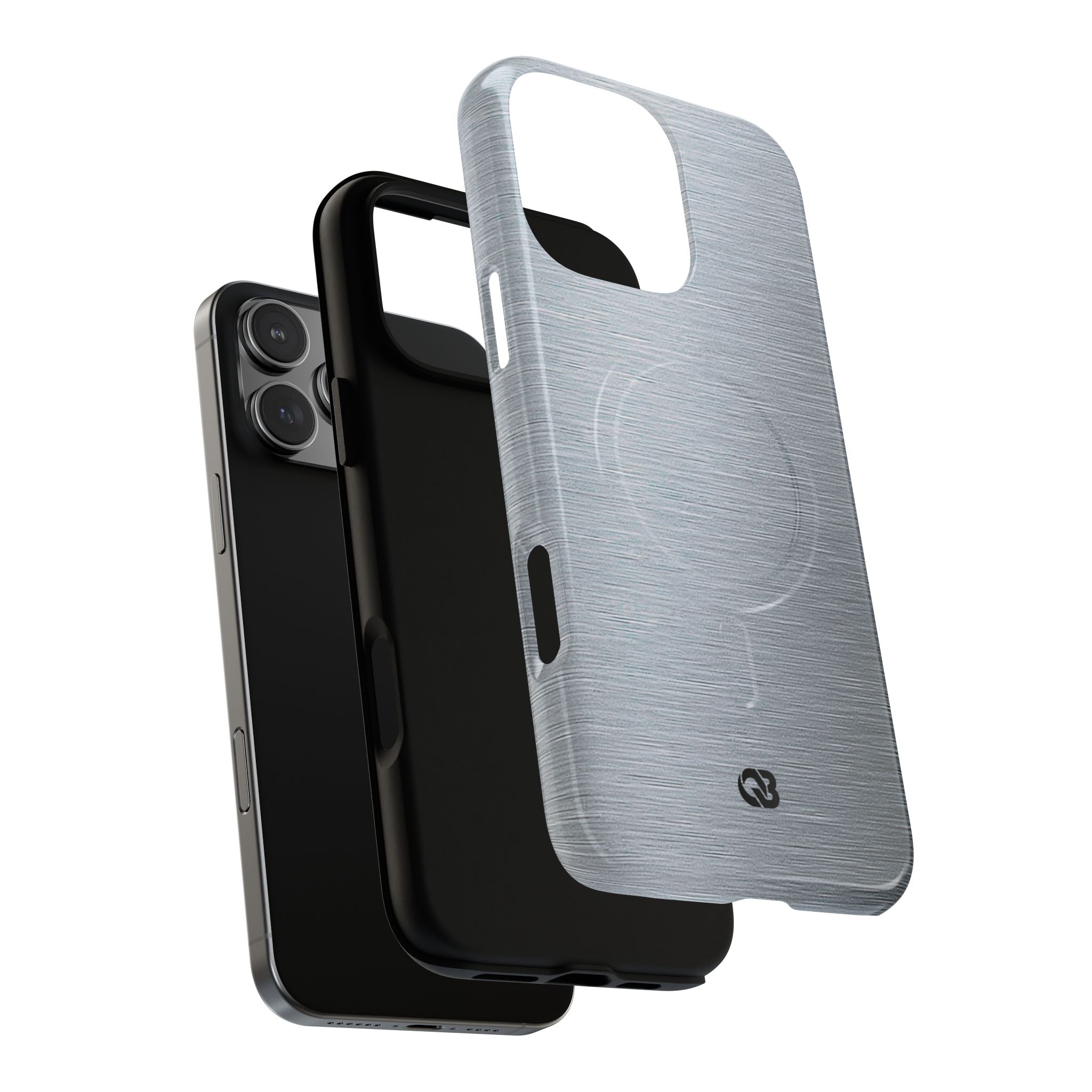 Silver Tough 2.0 Magsafe Phone Case for iPhone - Satin Chrome Grain