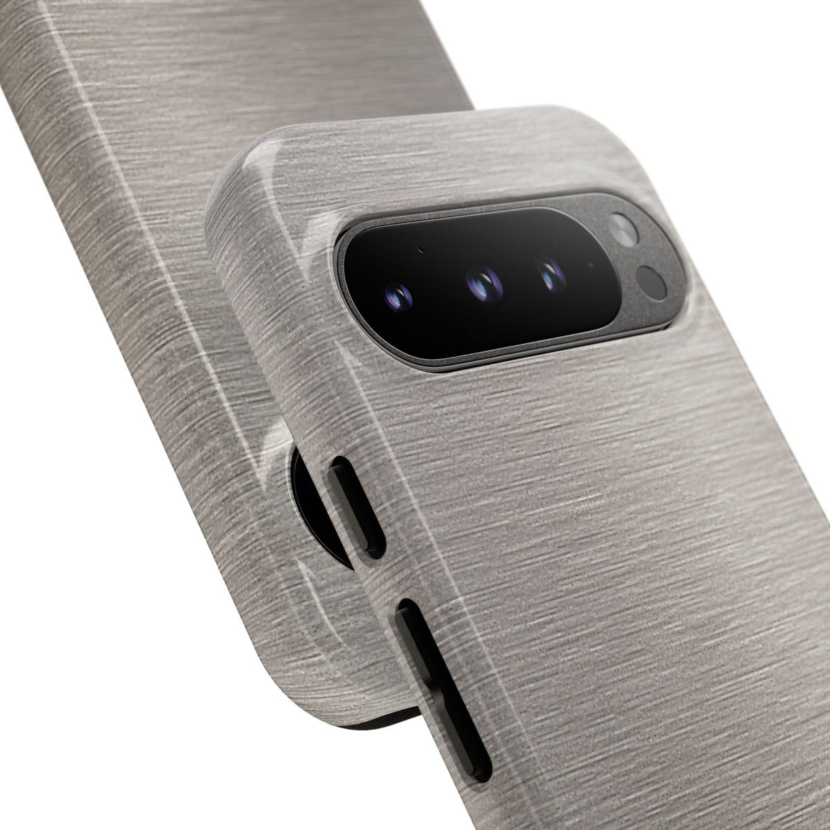 Grey Tough Phone Case for Google Pixel - Brushed Nickel Linen