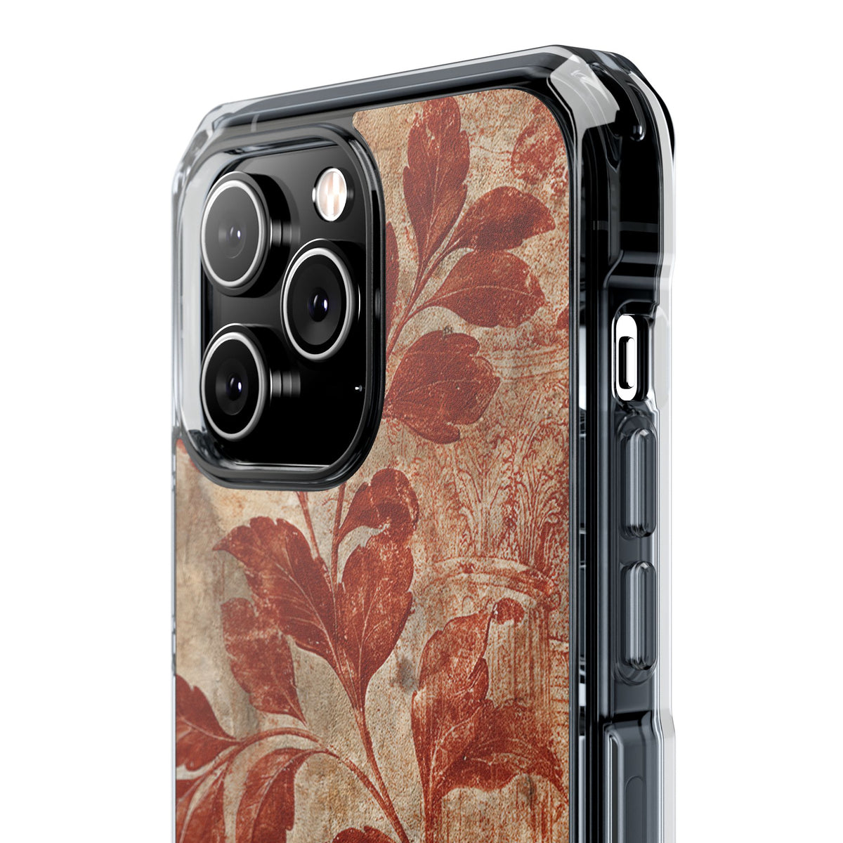 Terracotta Botanical Fresco · Clear Impact Magnetic Phone Case for iPhone · Red