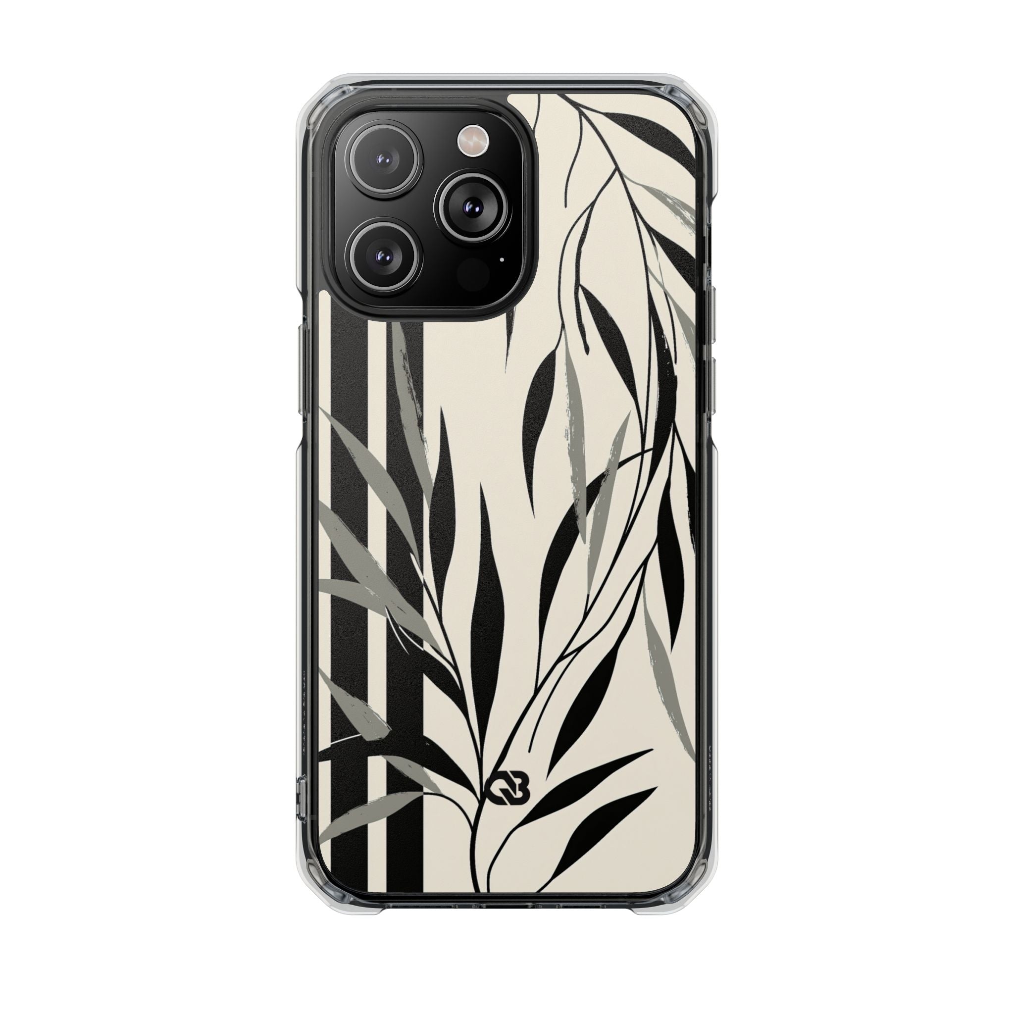 Beige Impact MagSafe Phone Case for iPhone - Soot Leaf Sketch