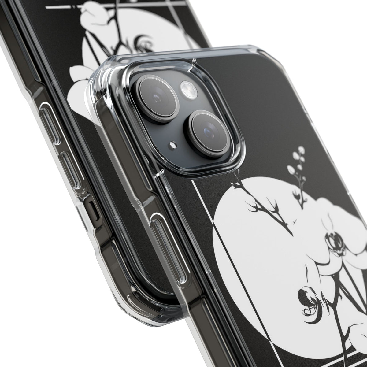 Nocturne Orchid Bloom · Clear Impact Magnetic Phone Case for iPhone · Black