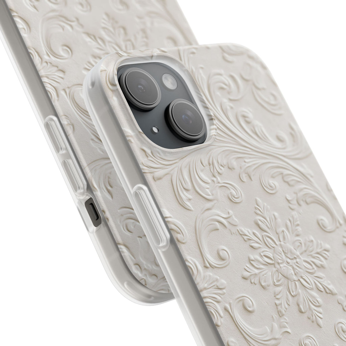 White Lite Phone Case for iPhone - Alabaster Floral Relief