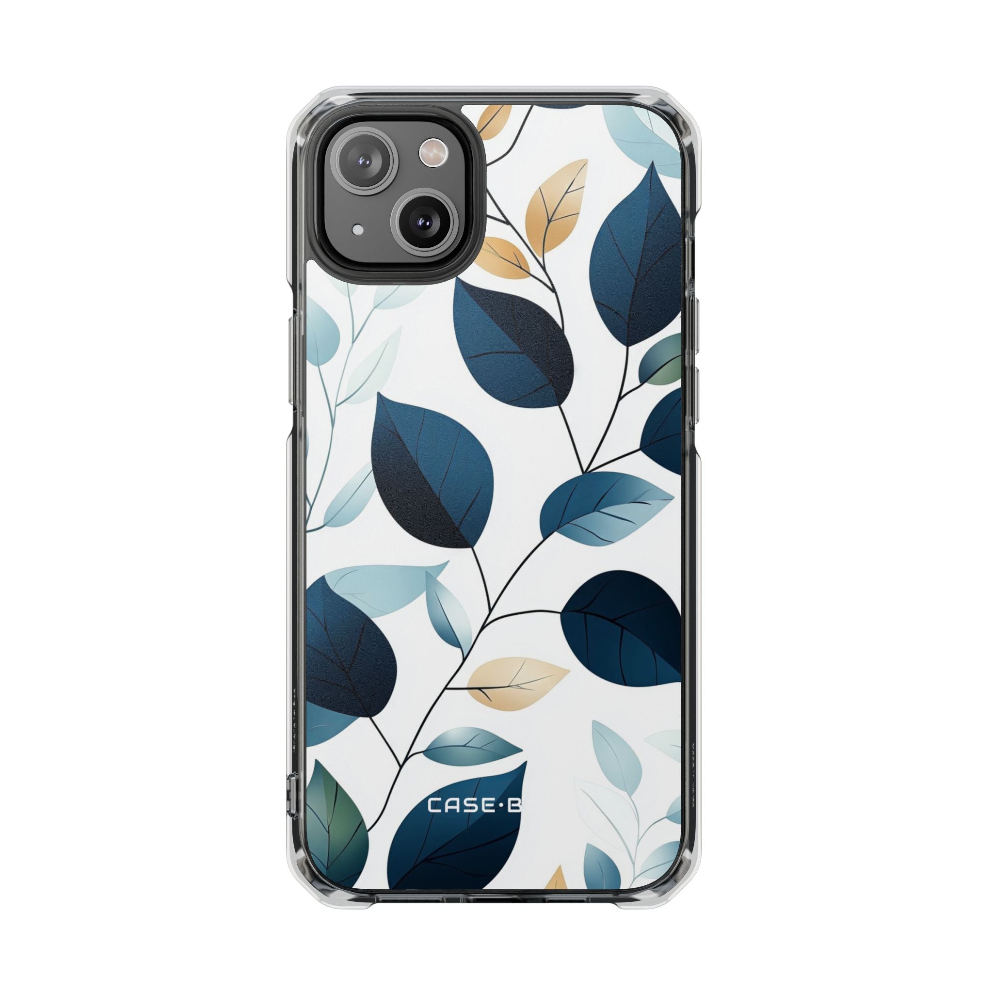 Navy Leaf Veins iPhone 14 Plus Case - Impact