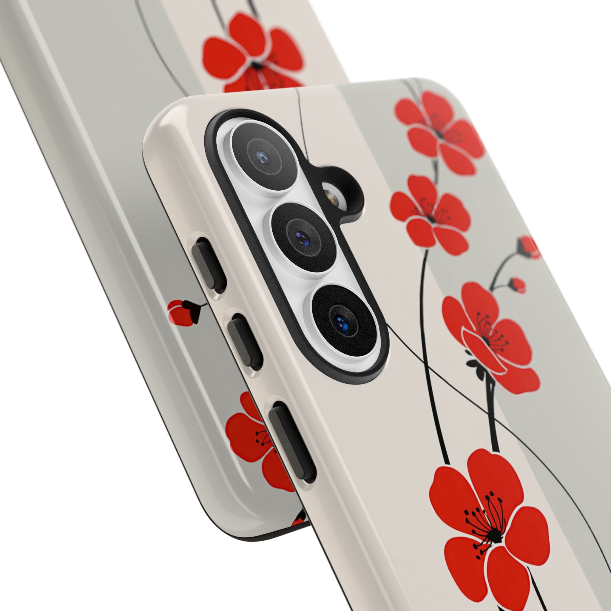 Red Tough Phone Case for Samsung - Crimson Plum Ink