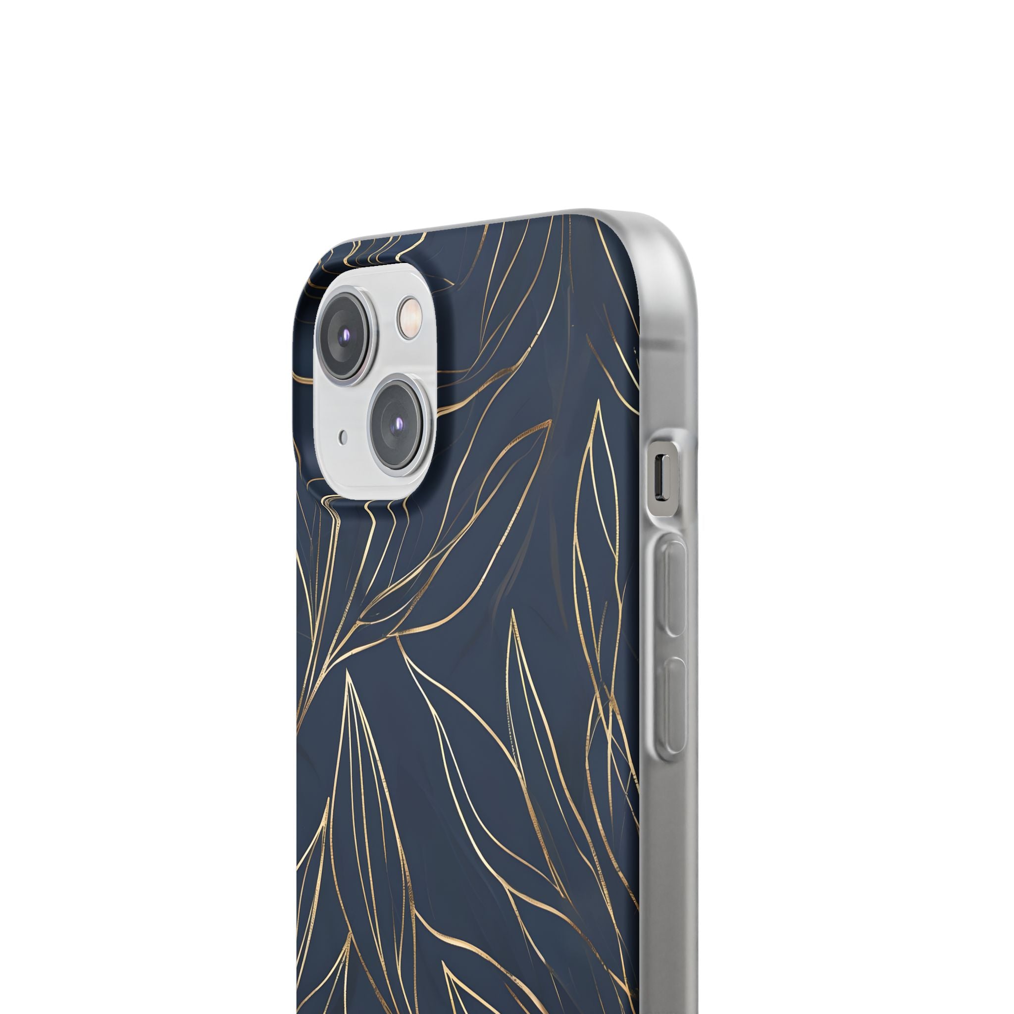 Gilded Navy Foliage · Soft Phone Case for iPhone