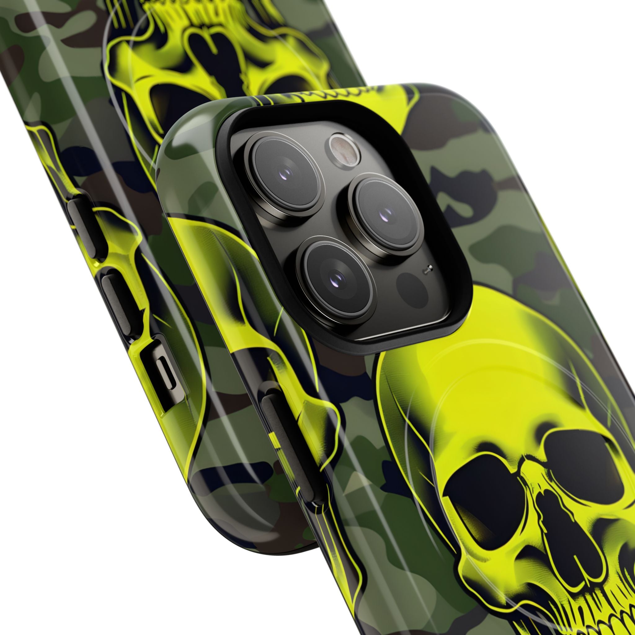 Neon Schädel Camo iPhone 14 Pro Case - Tough+