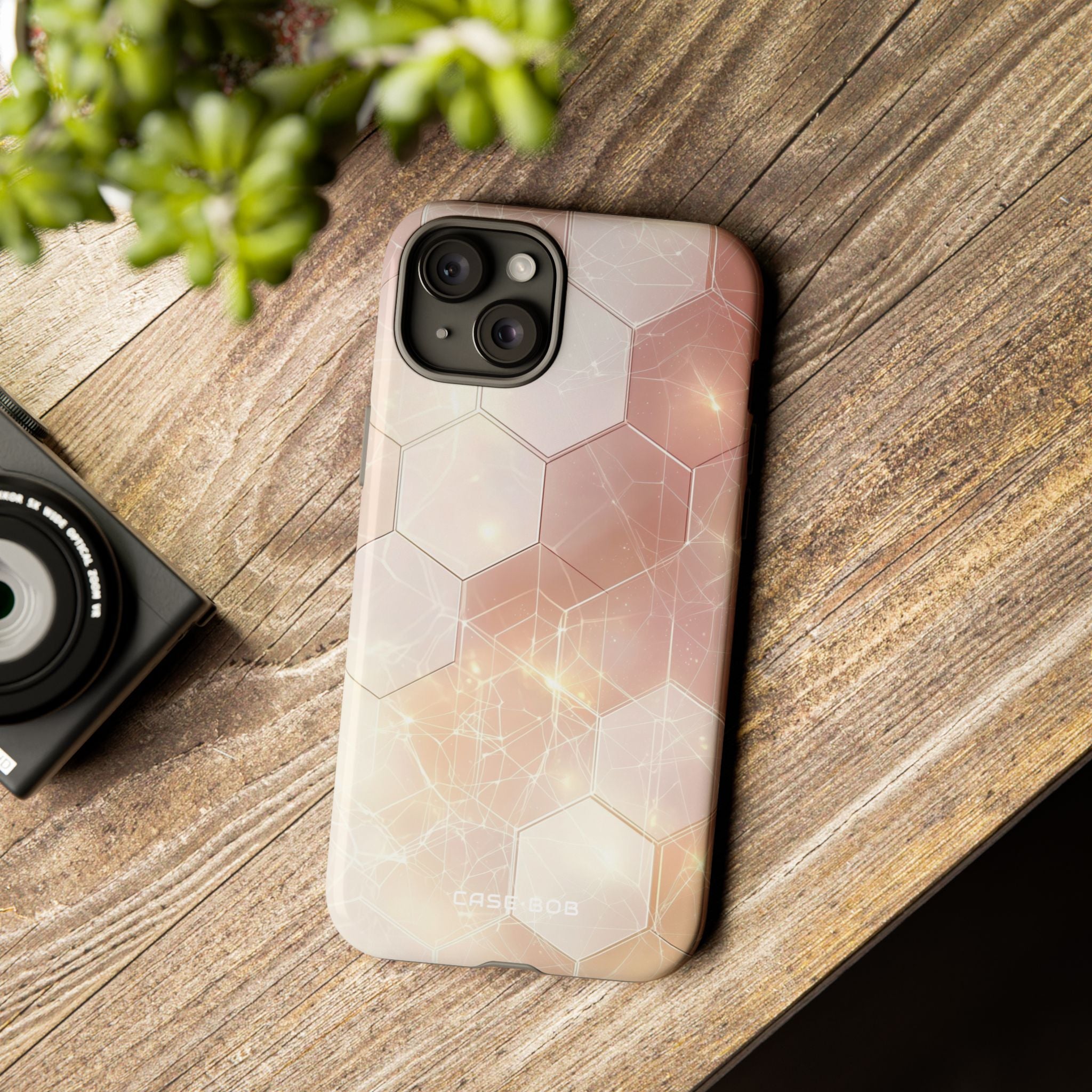 Honeycomb Glow iPhone 15 Plus Skal - Tough