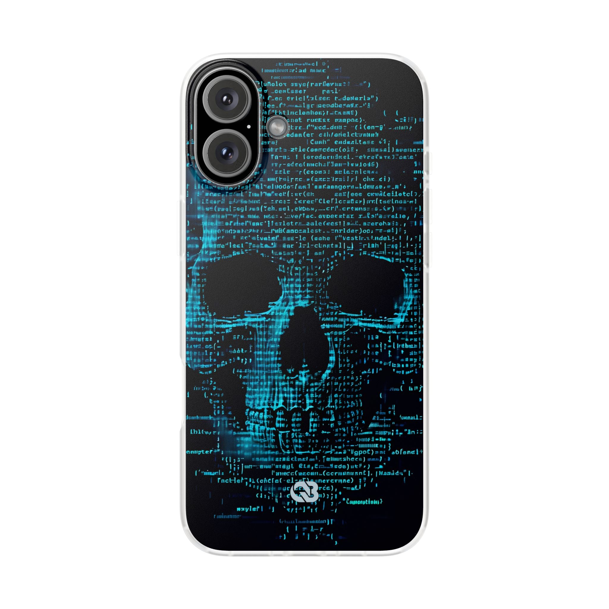 Cyan Glitch Skull · Soft Phone Case for iPhone