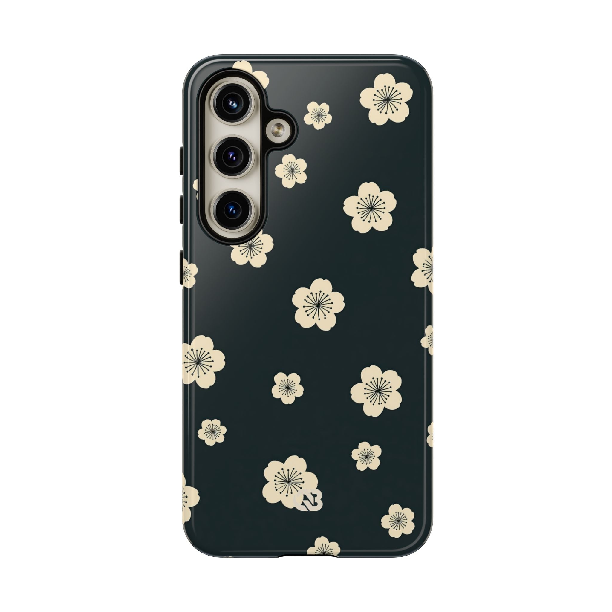Teal Tough Phone Case for Samsung - Obsidian Cream Petals