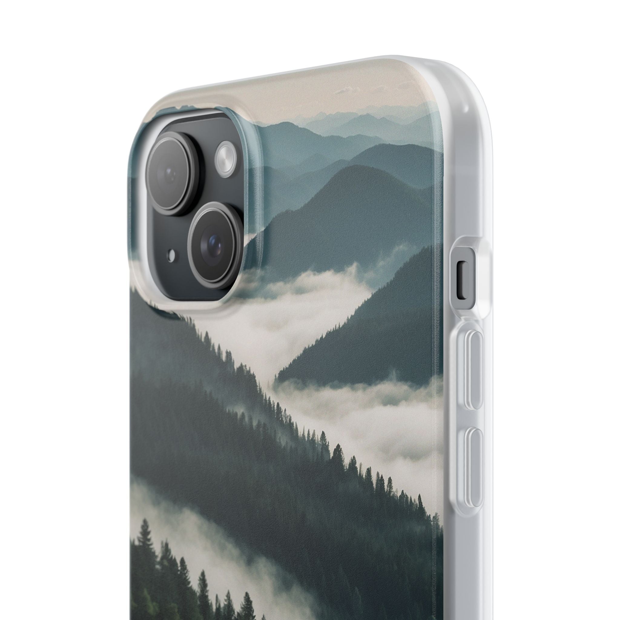 Misty Pine Peaks · Soft Hoesje voor iPhone
