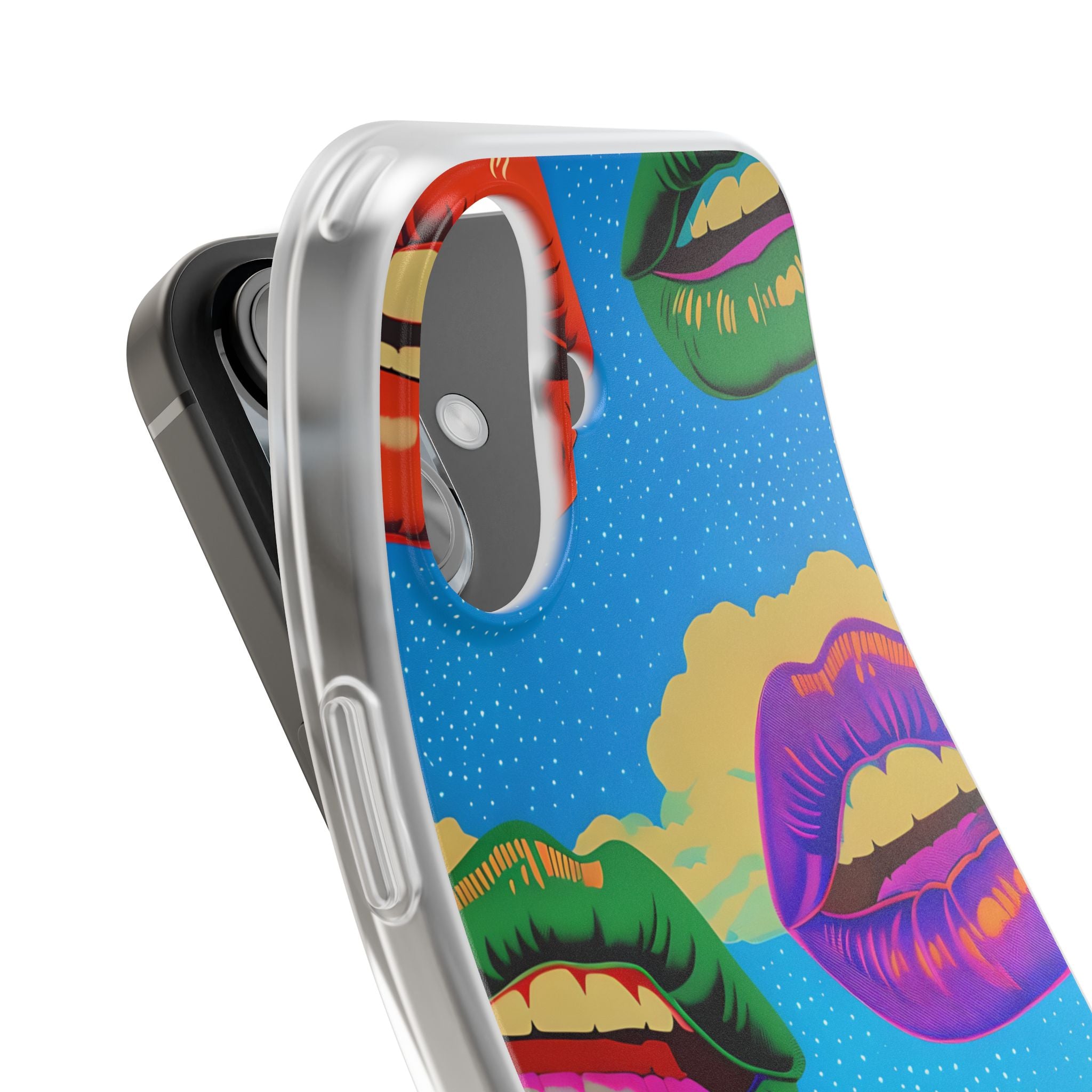 Farverigt Lipscape iPhone 16 Cover - Blødt