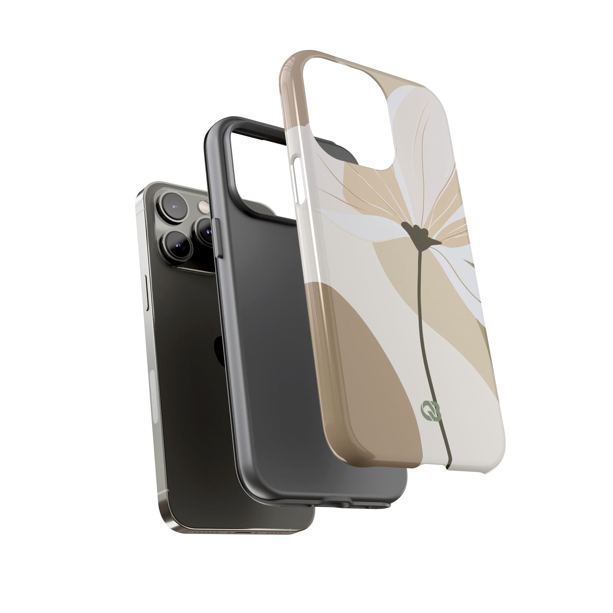 Beige Tough Phone Case for iPhone - Sage Linen Magnolia