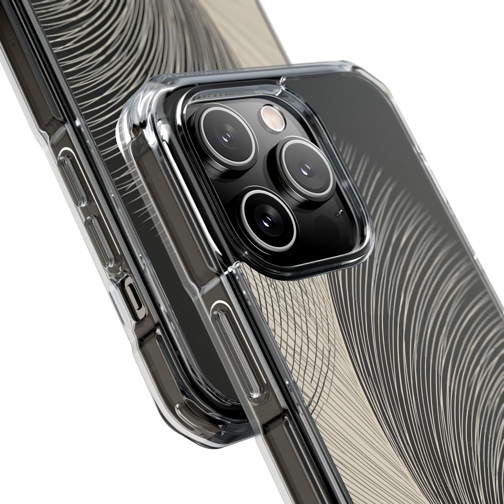 Beige Impact MagSafe Phone Case for iPhone - Obsidian Cream Plume