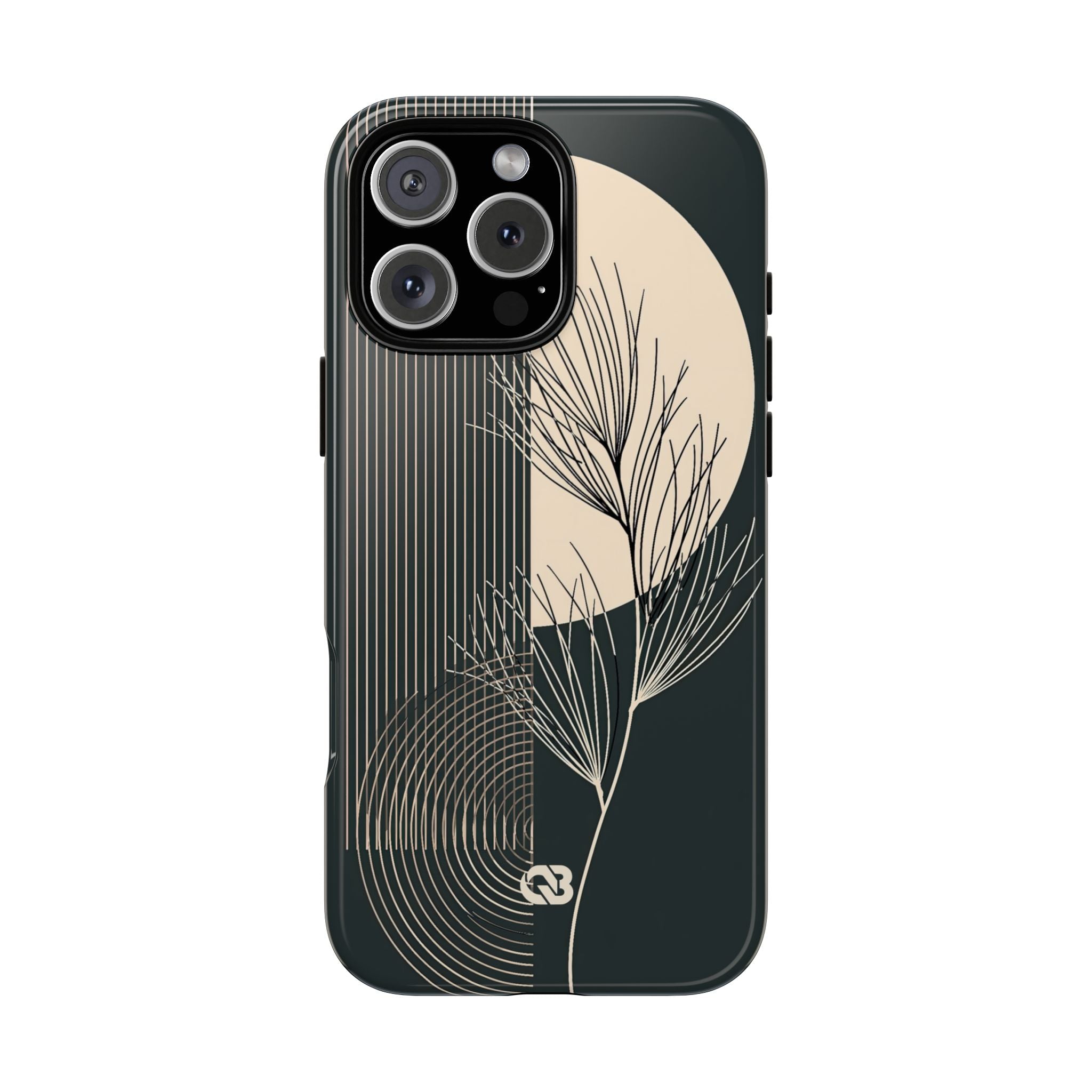 Black Tough Phone Case for iPhone - Obsidian Sand Willow
