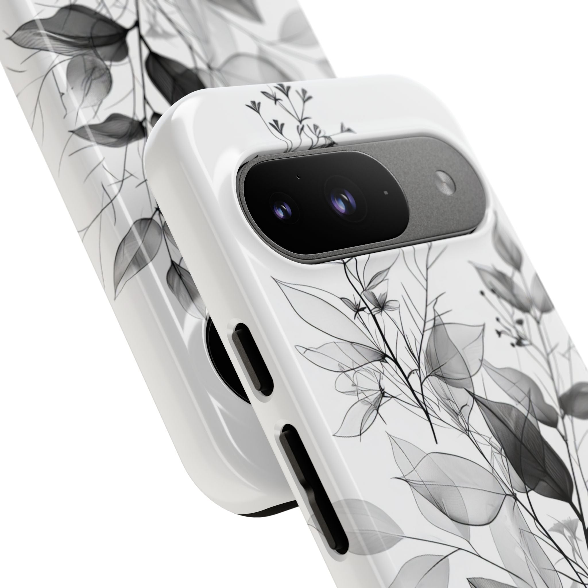 Veined Leaves Gray Google Pixel 9 Case - Tough