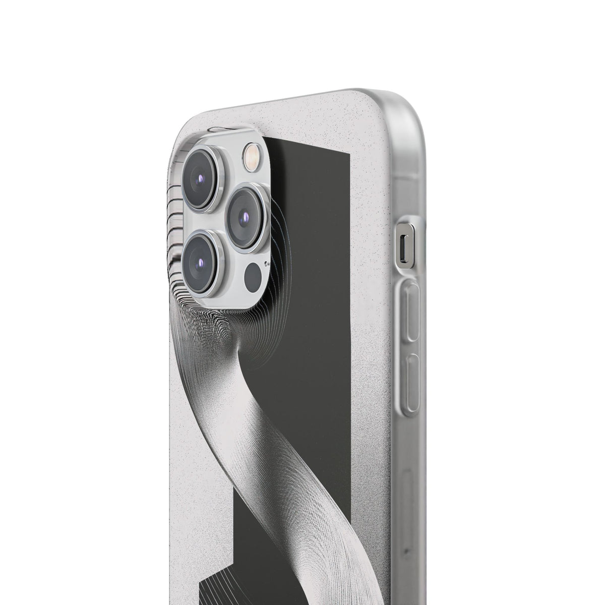 Grey Lite Phone Case for iPhone - Obsidian Moiré Wave