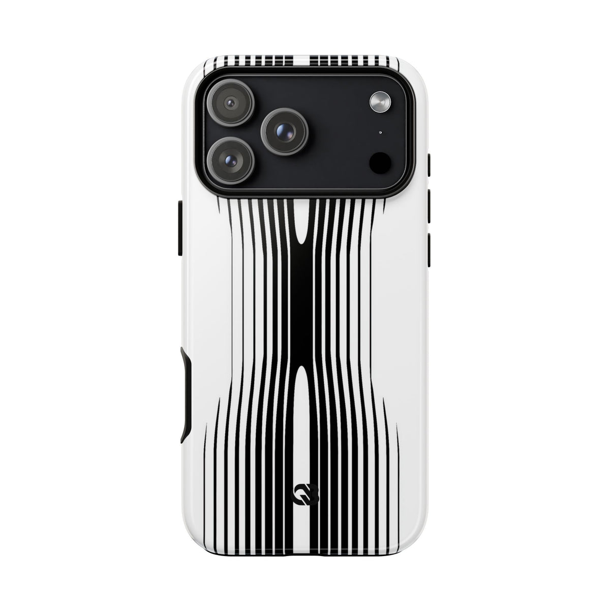 White Tough Phone Case for iPhone - Kinetic Mono Distortion