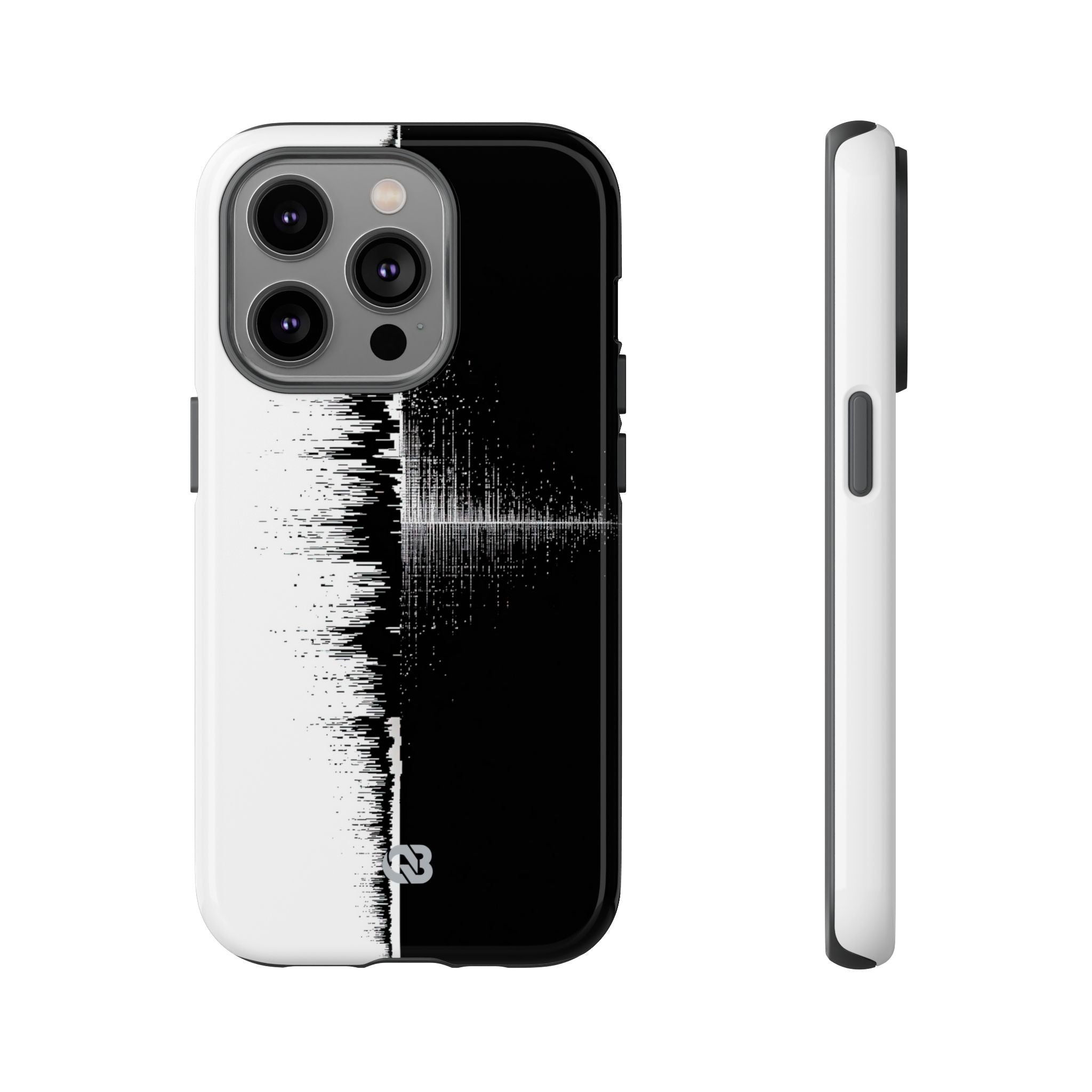 Black Tough Phone Case for iPhone - Static Signal Split