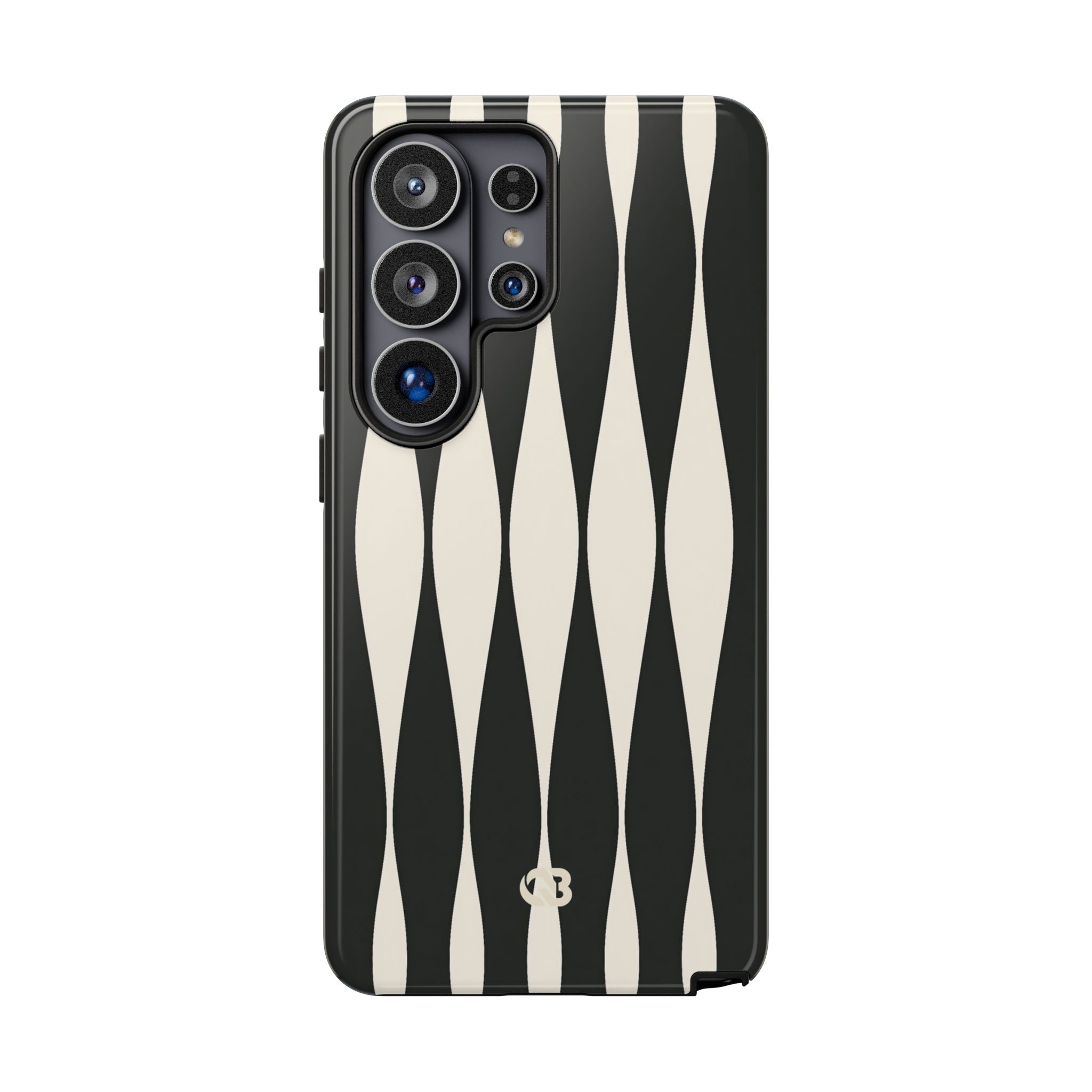 Black Tough Phone Case for Samsung - Ivory Spindle Grid