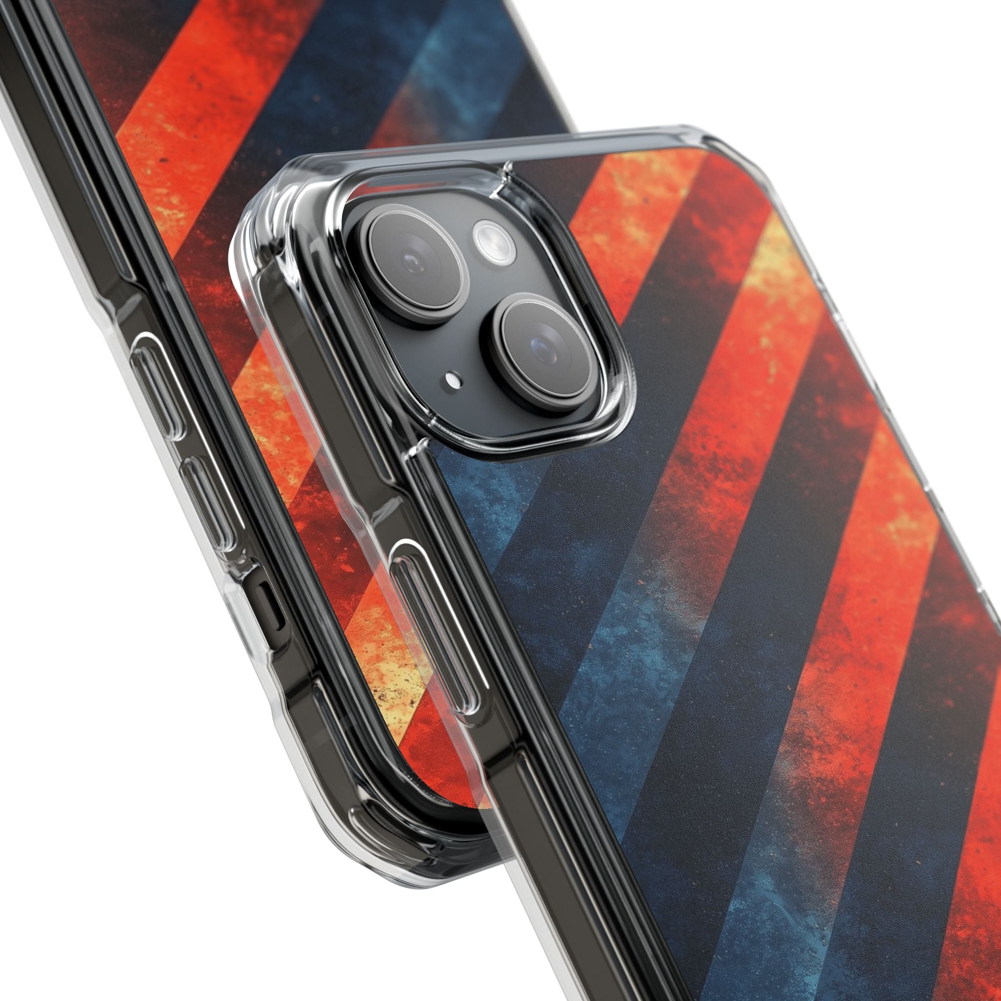 Diagonal Stripes Blaze iPhone 15 Plus Cover - Impact