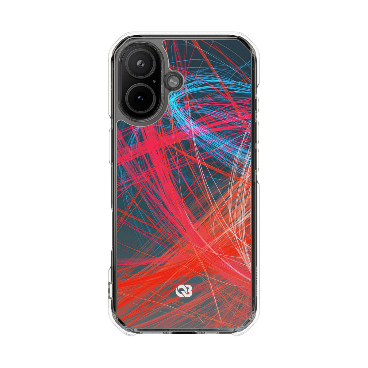 Neon Fiber Stream · Clear Impact Magnetic Phone Case for iPhone · Red