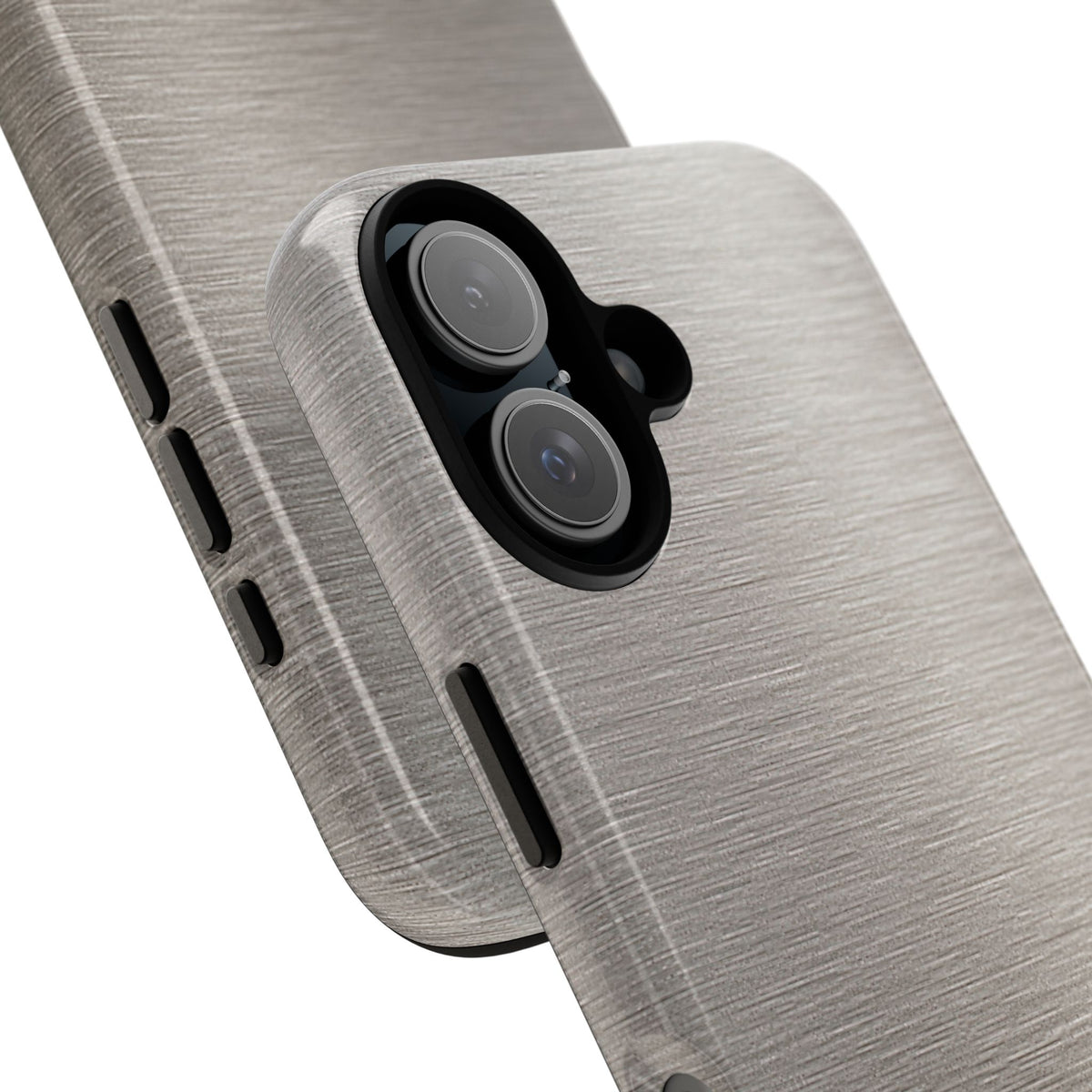 Grey Tough Phone Case for iPhone - Brushed Nickel Linen