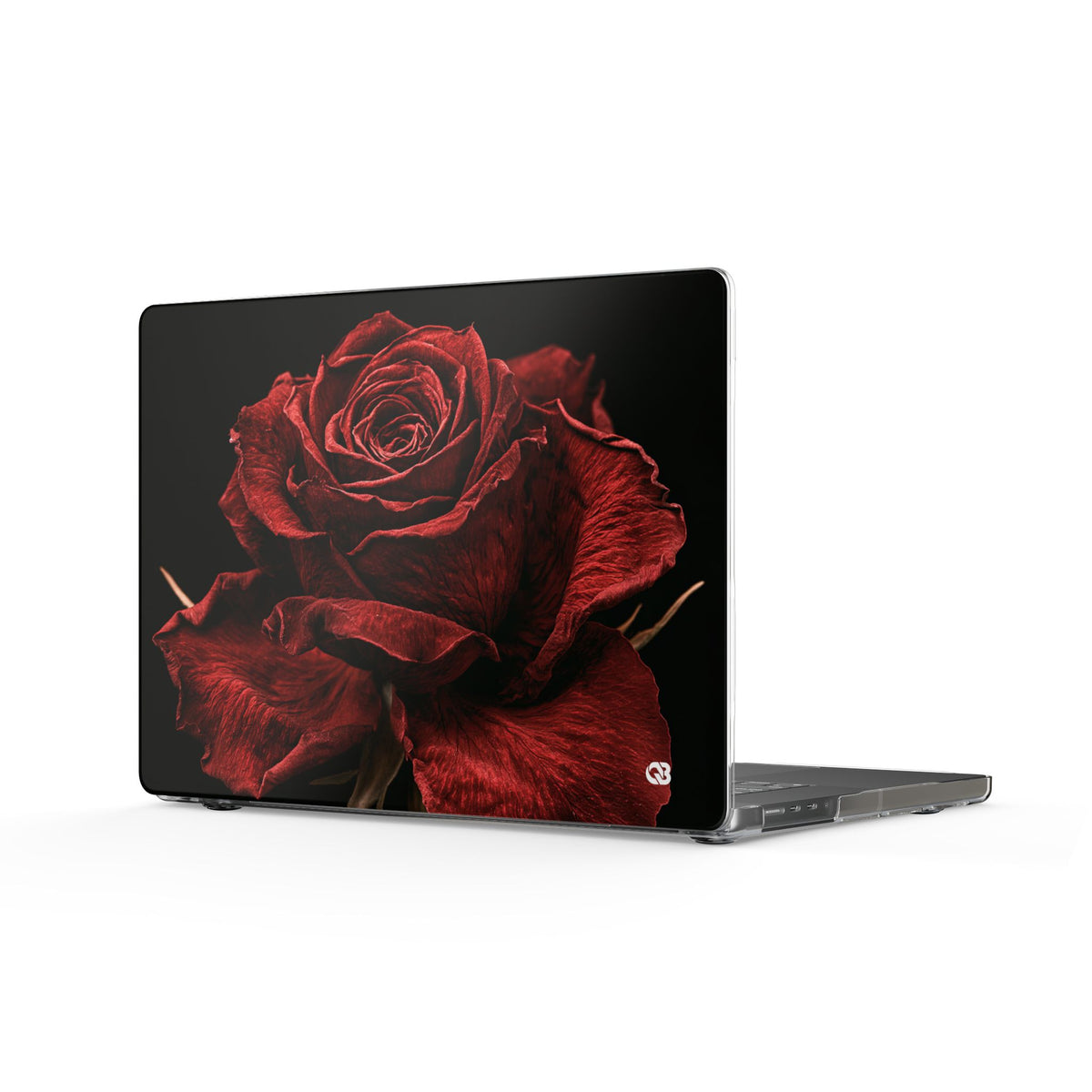 Crimson Noir Rose · Clear Hard Case for MacBook · Black