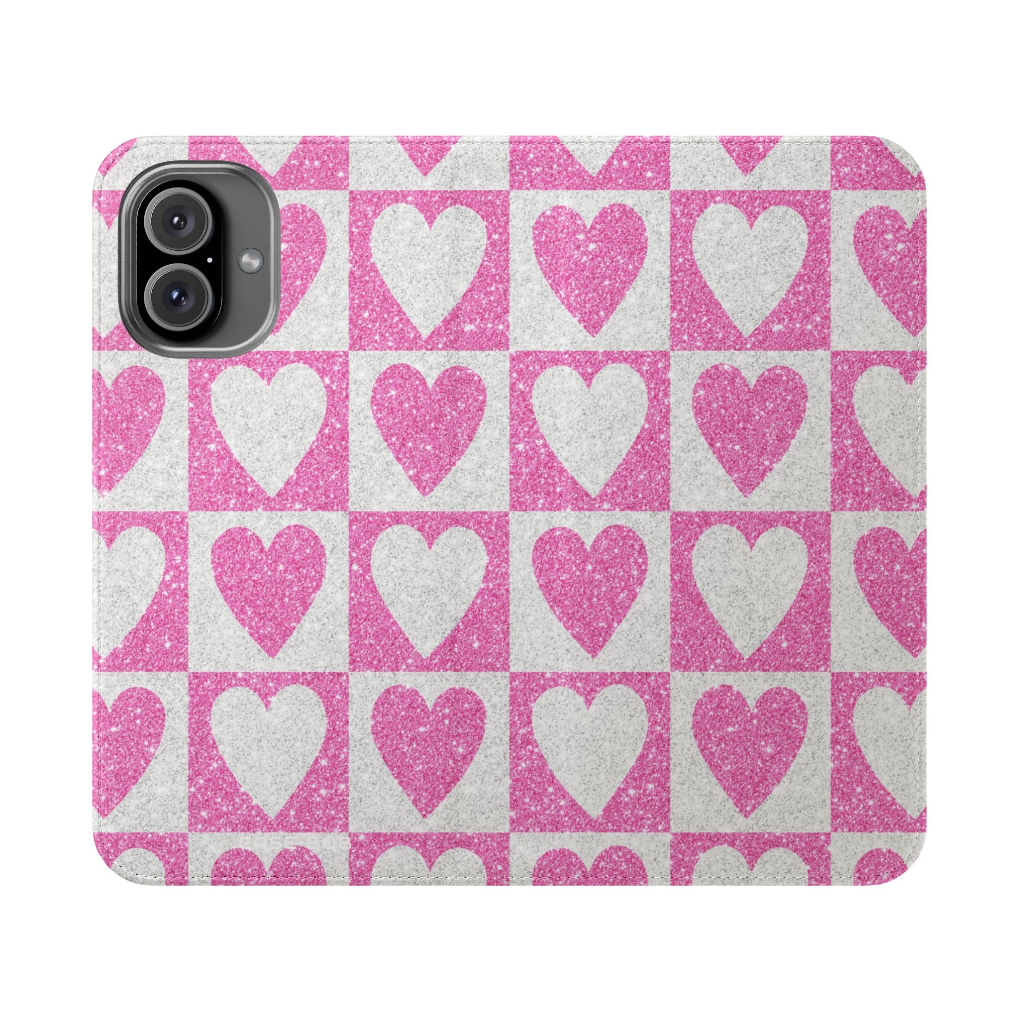Glitter Heartgrid - iPhone 16 Plus Case - Wallet